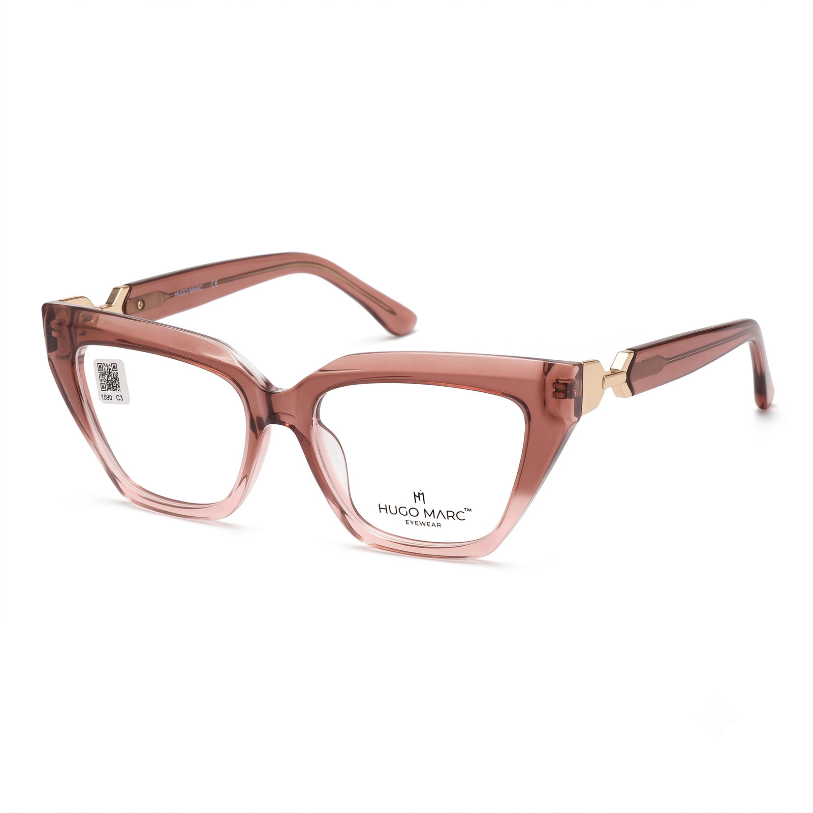 Hugo Marc HM-1590 Premium Women's Cat-Eye Eyeglasses | Designer Full-Rim Optical Frame