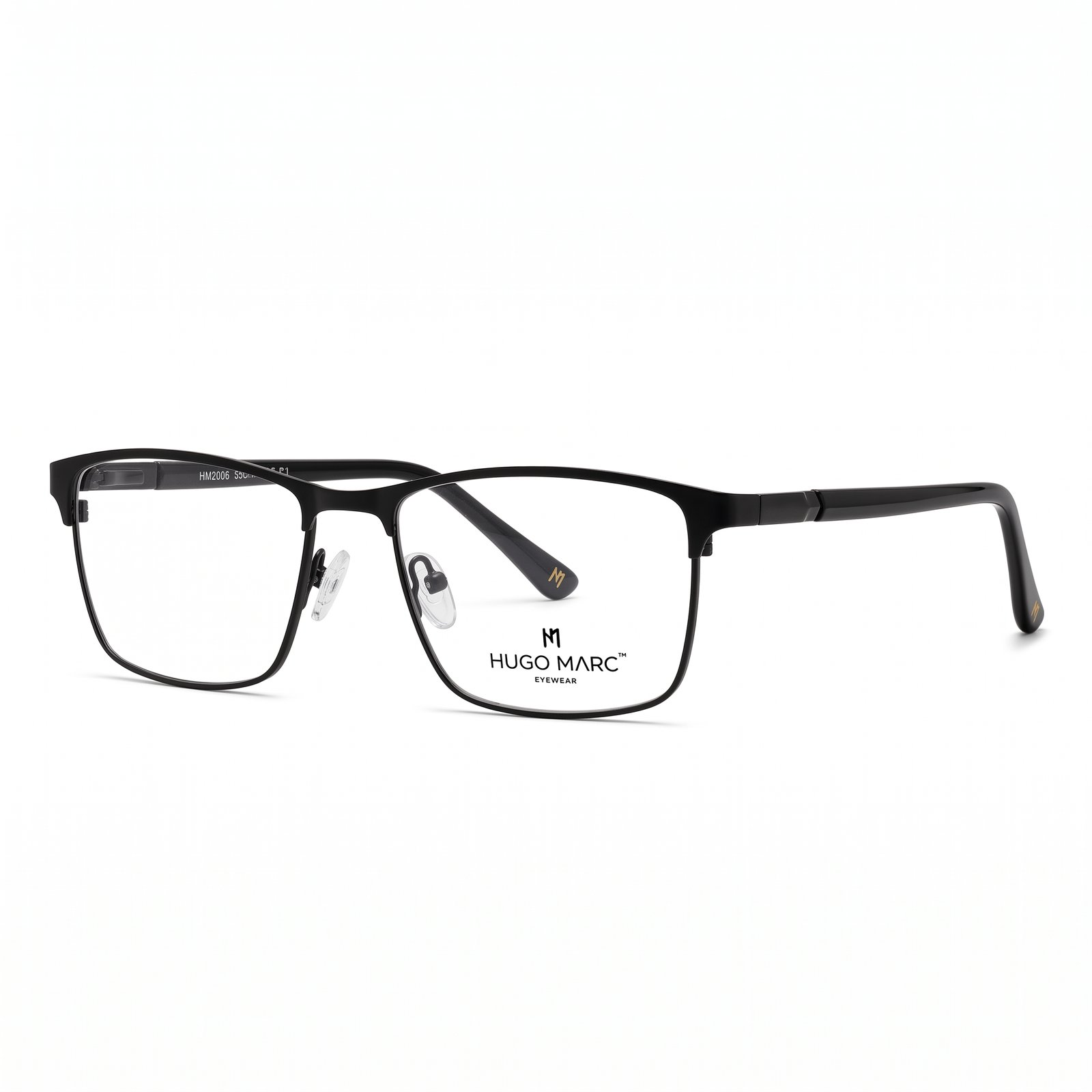 Hugo Marc HM-2006 Premium Half-Rim Rectangular Metal Eyeglasses