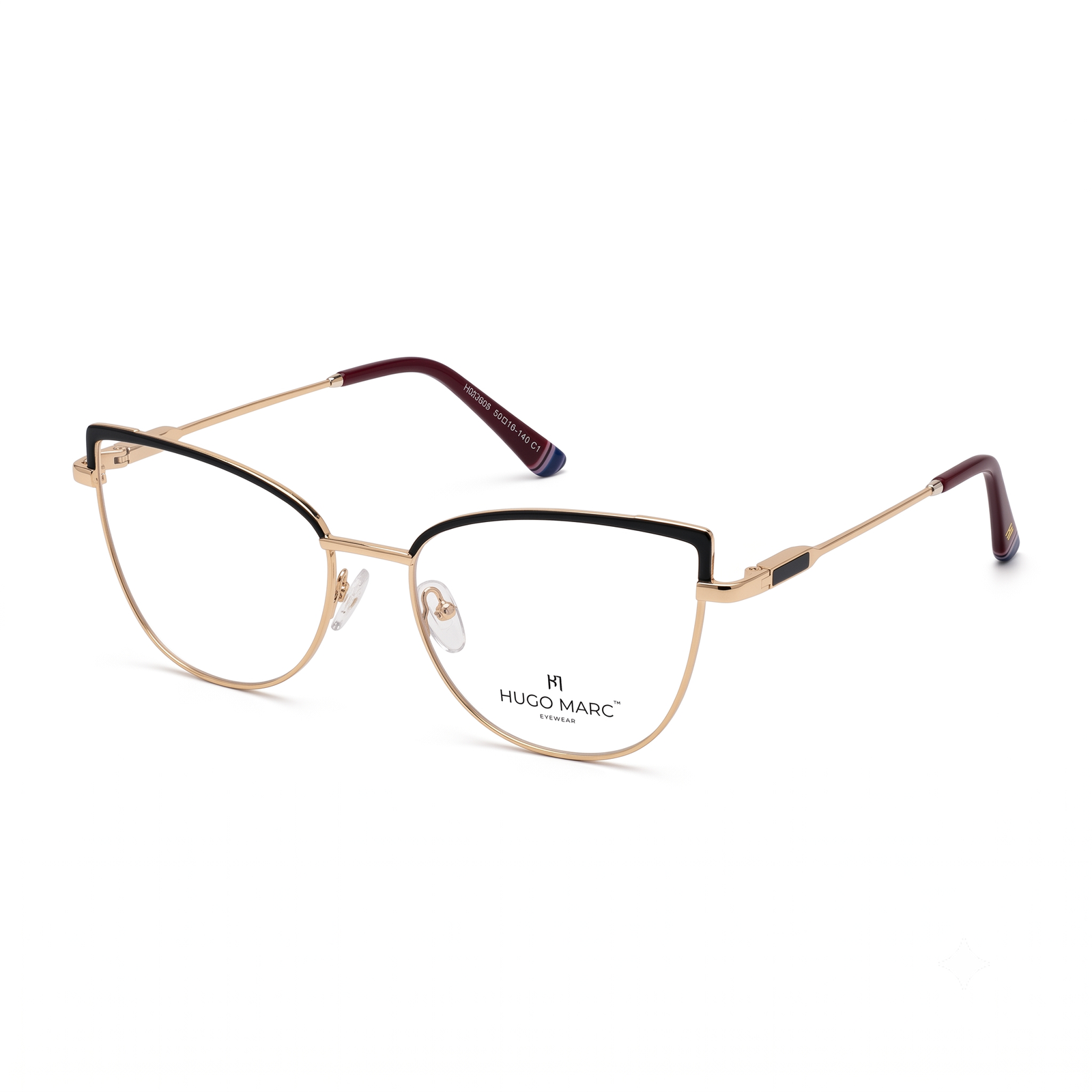 Hugo Marc HM-2009 Premium Cat-Eye Metal Eyeglasses for Women