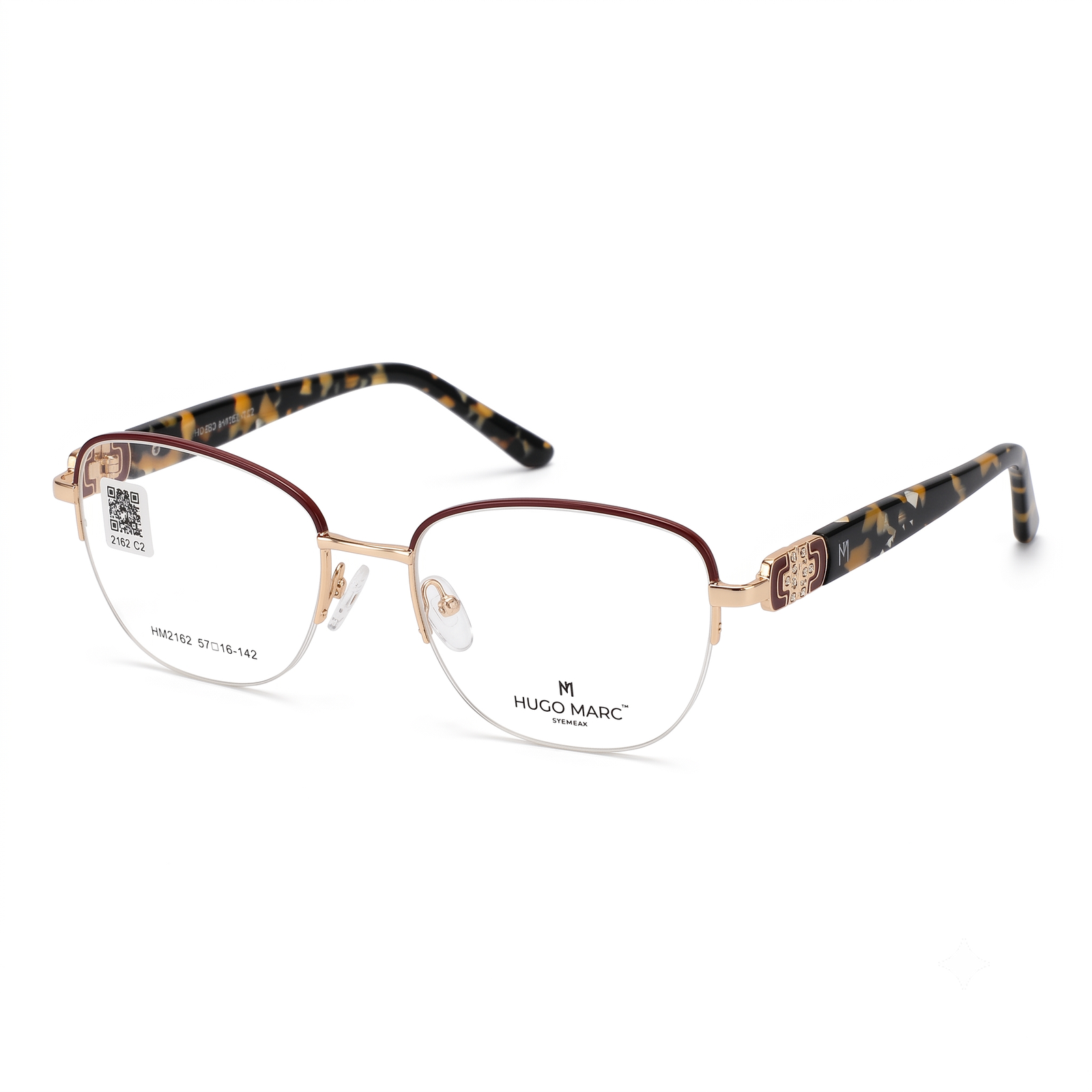 Hugo Marc HM-2162 Premium Square Half-Rim Metal Eyeglasses