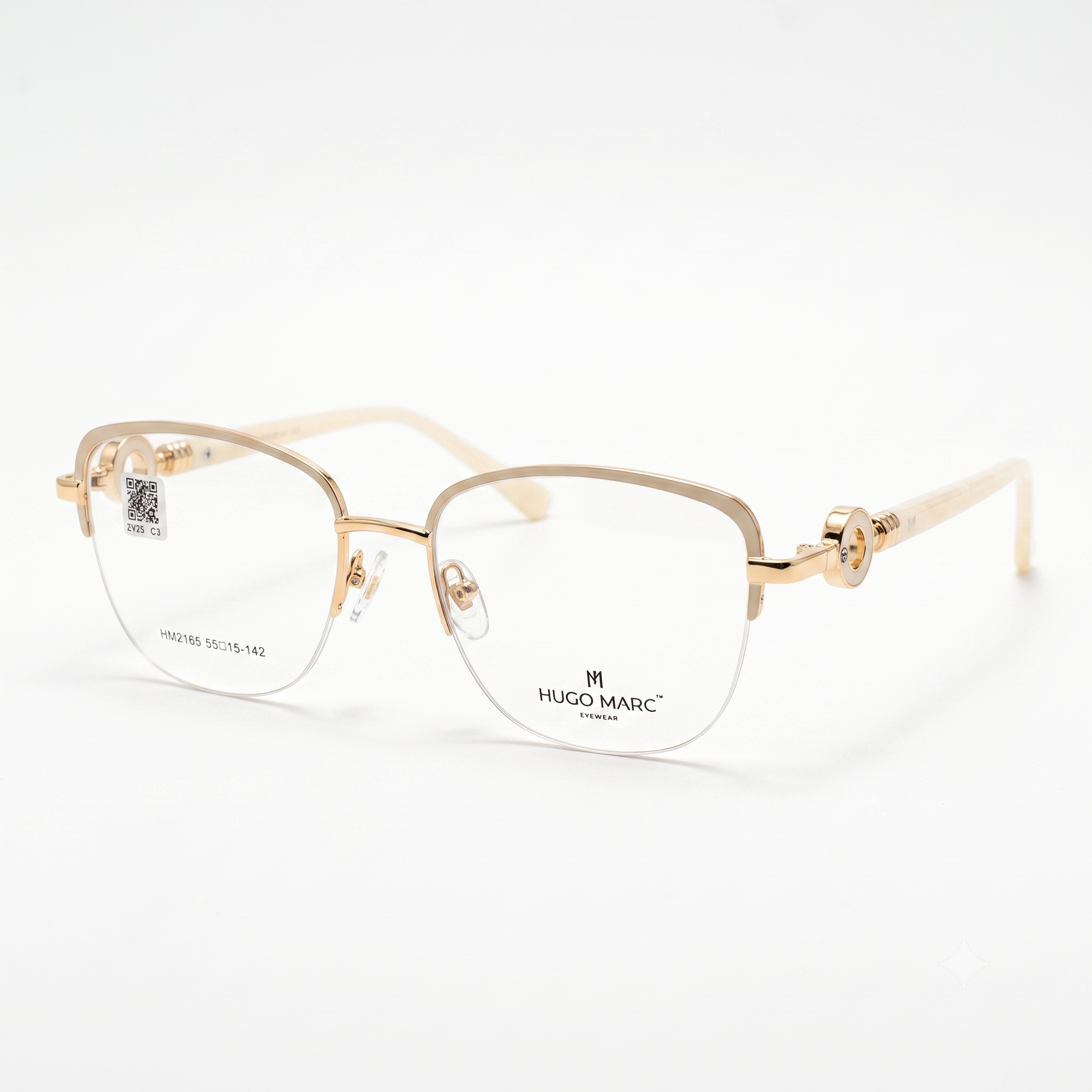 Hugo Marc HM-2165 Premium Half-Rim Geometric Metal Eyeglasses - Image 2