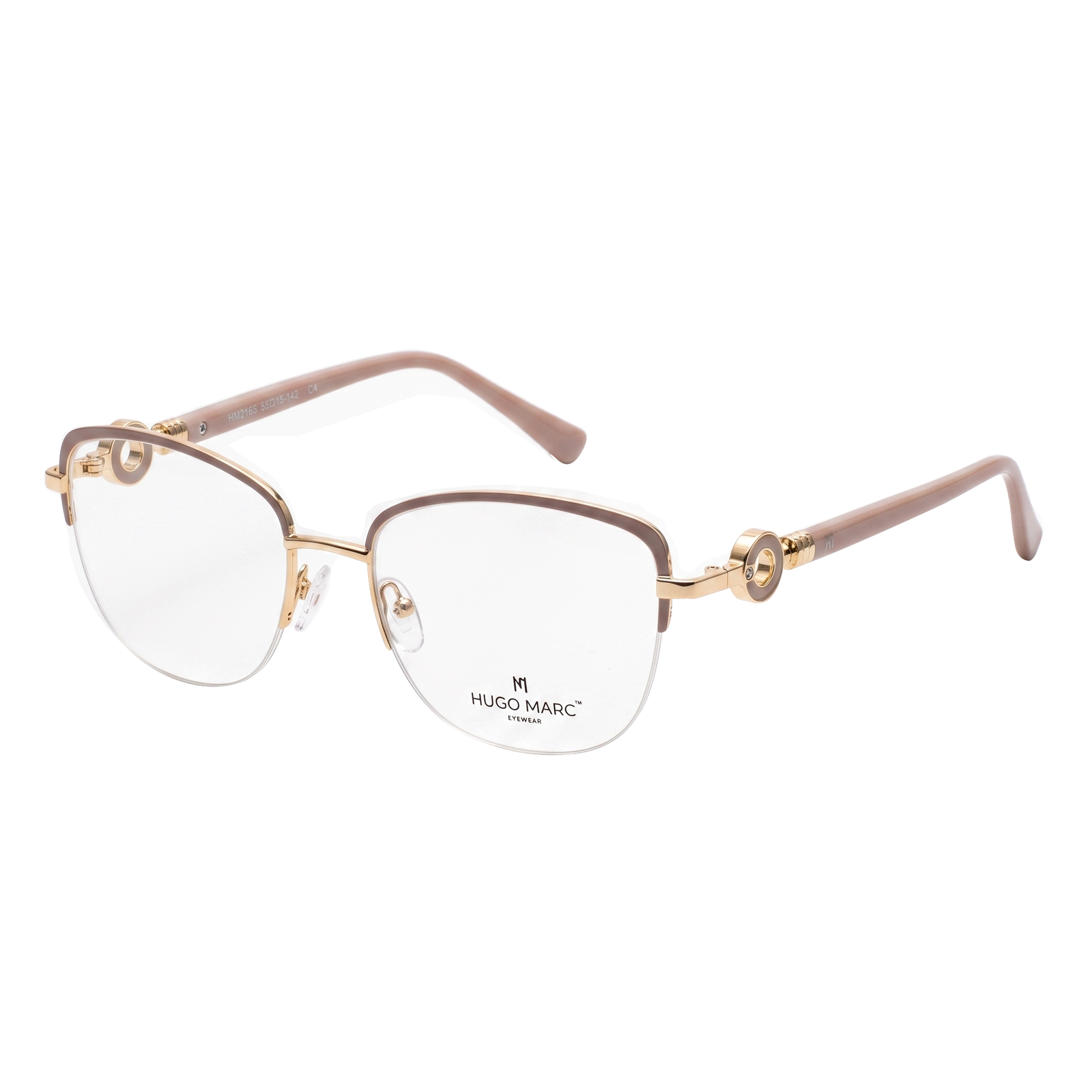 Hugo Marc HM-2165 Premium Half-Rim Geometric Metal Eyeglasses