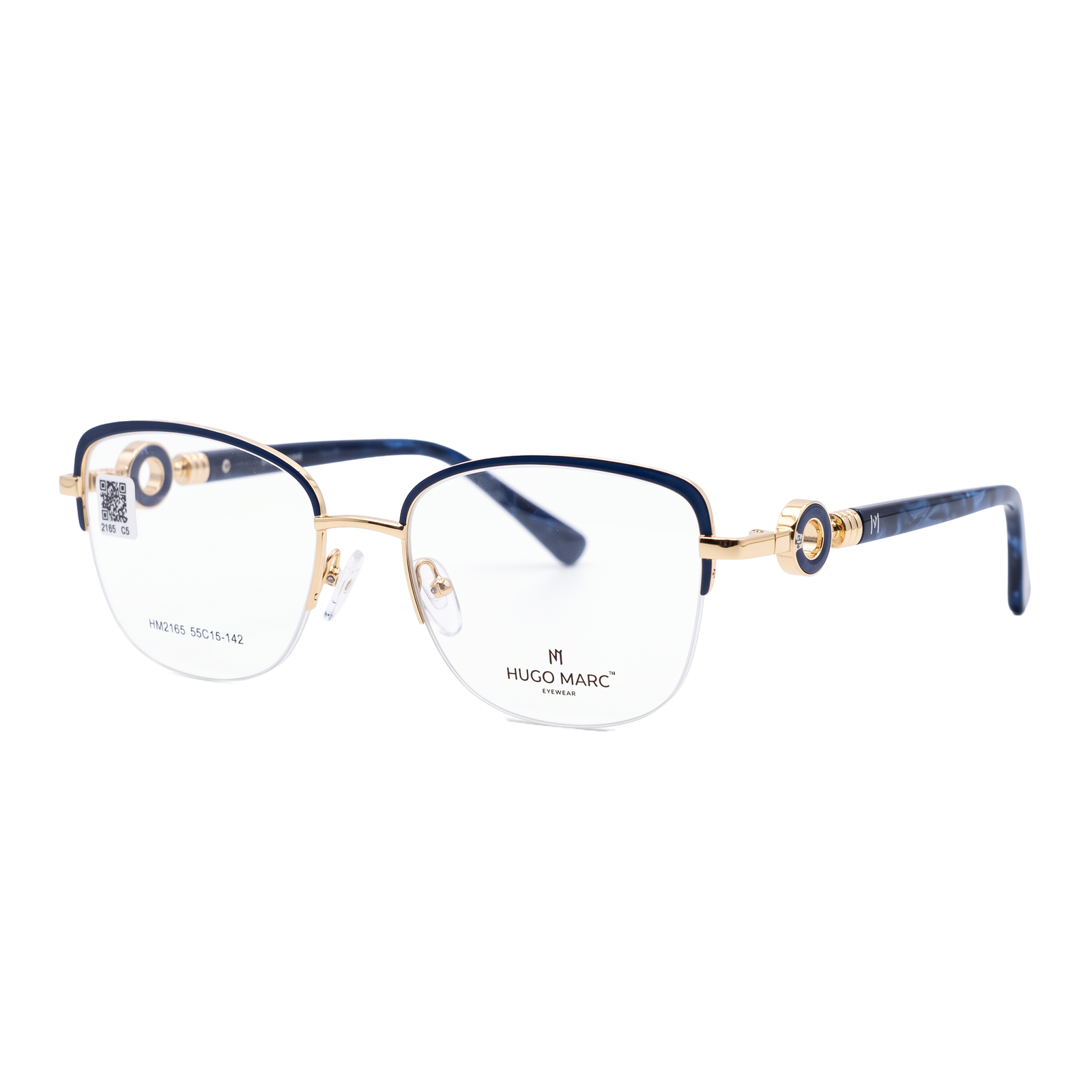 Hugo Marc HM-2165 Premium Half-Rim Geometric Metal Eyeglasses - Image 3