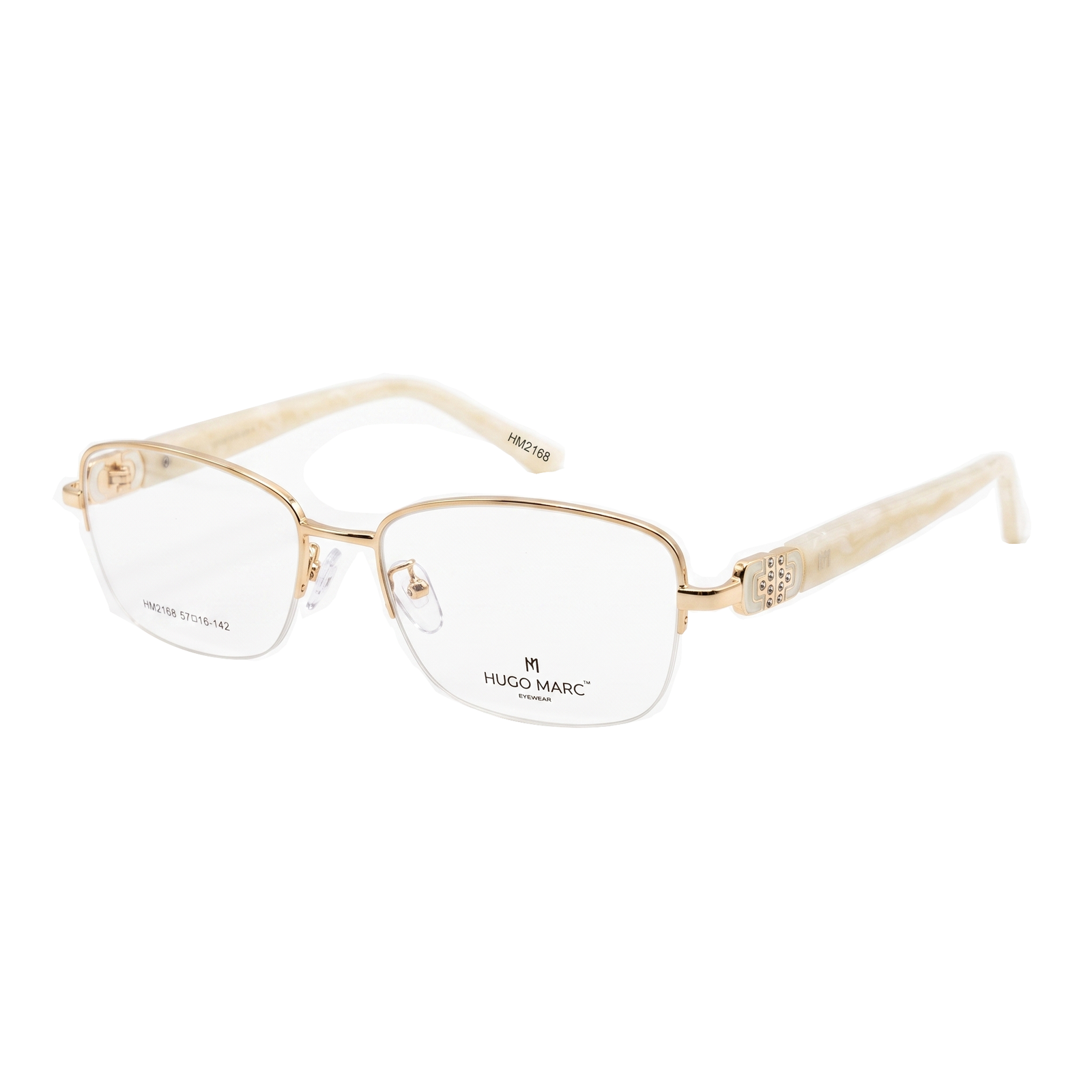 Hugo Marc HM-2168 Premium Half-Rim Rectangular Metal Eyeglasses