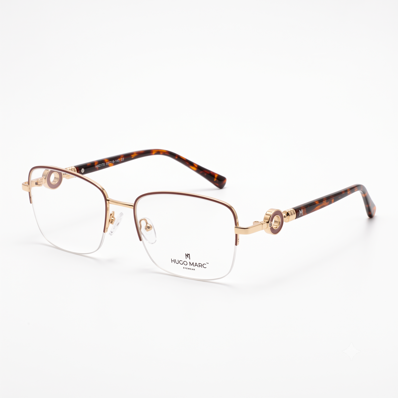 Hugo Marc HM-2170 Premium Half-Rim Metal Eyeglasses for Women