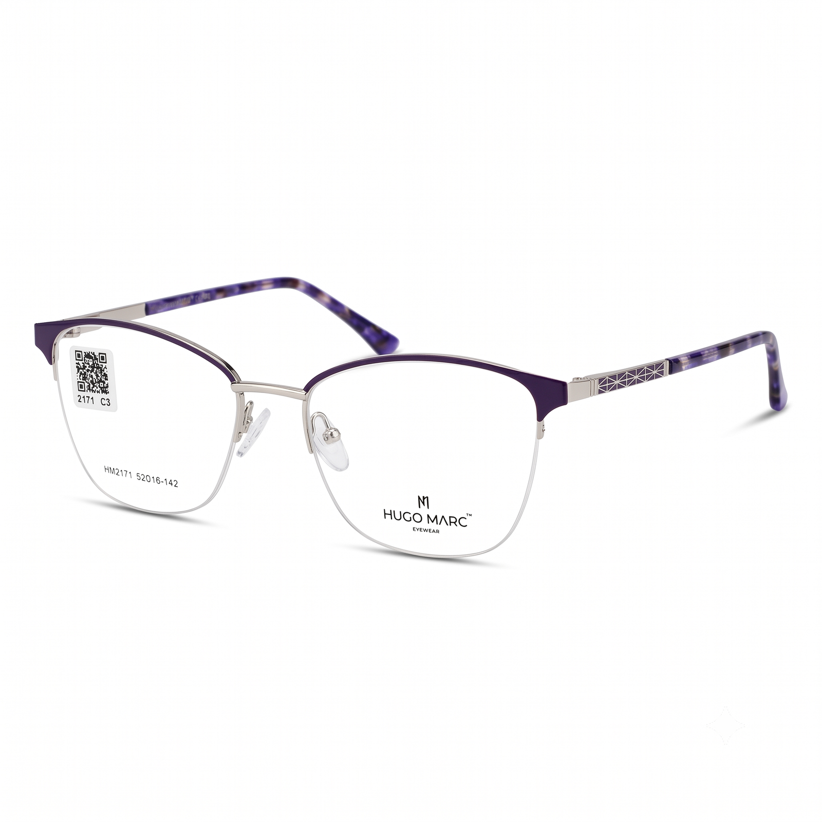 Hugo Marc HM-2171 Women's Lightweight Metal Cat-Eye Optical Eyeglass Frame - Image 3