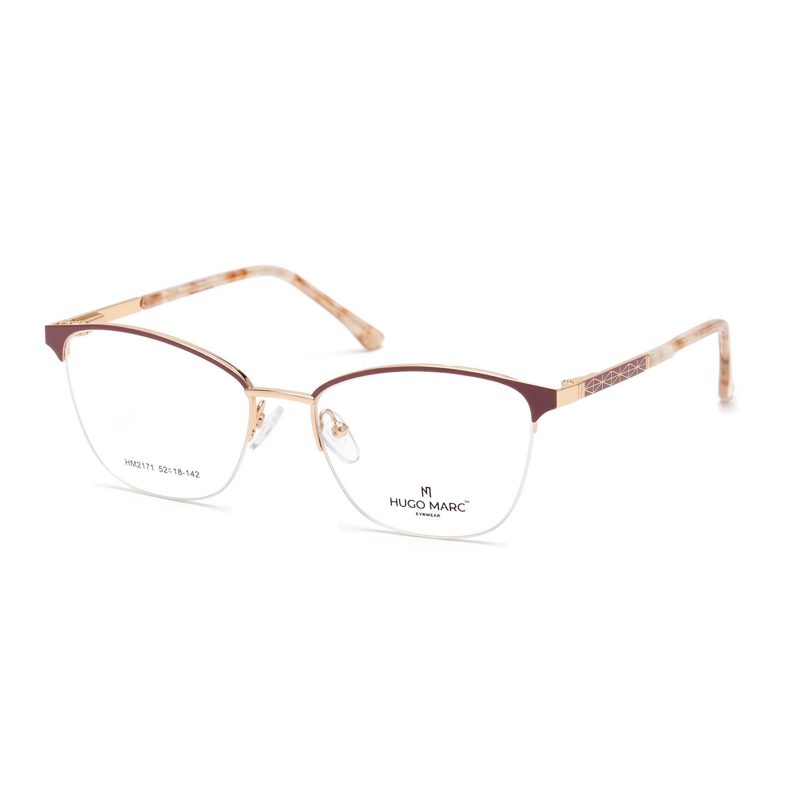 Hugo Marc HM-2171 Women's Lightweight Metal Cat-Eye Optical Eyeglass Frame - Image 4