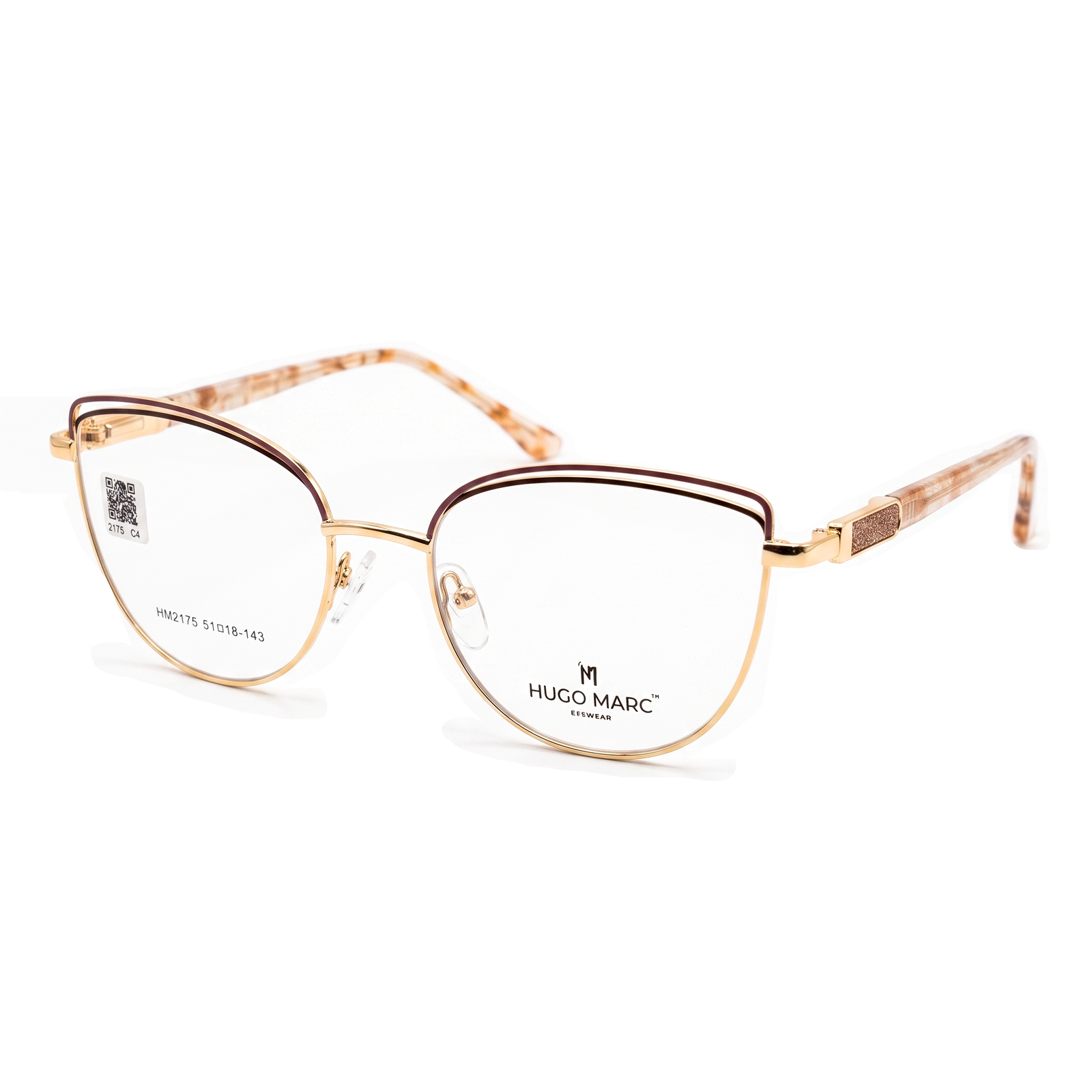 Hugo Marc HM-2175 Premium Cat-Eye Metal Eyeglasses for Women