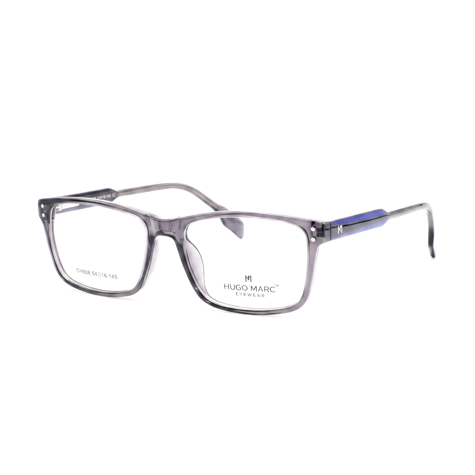 Hugo Marc HM-CH808 Premium Unisex Rectangle Eyeglasses | Lightweight Full-Rim Optical Frame