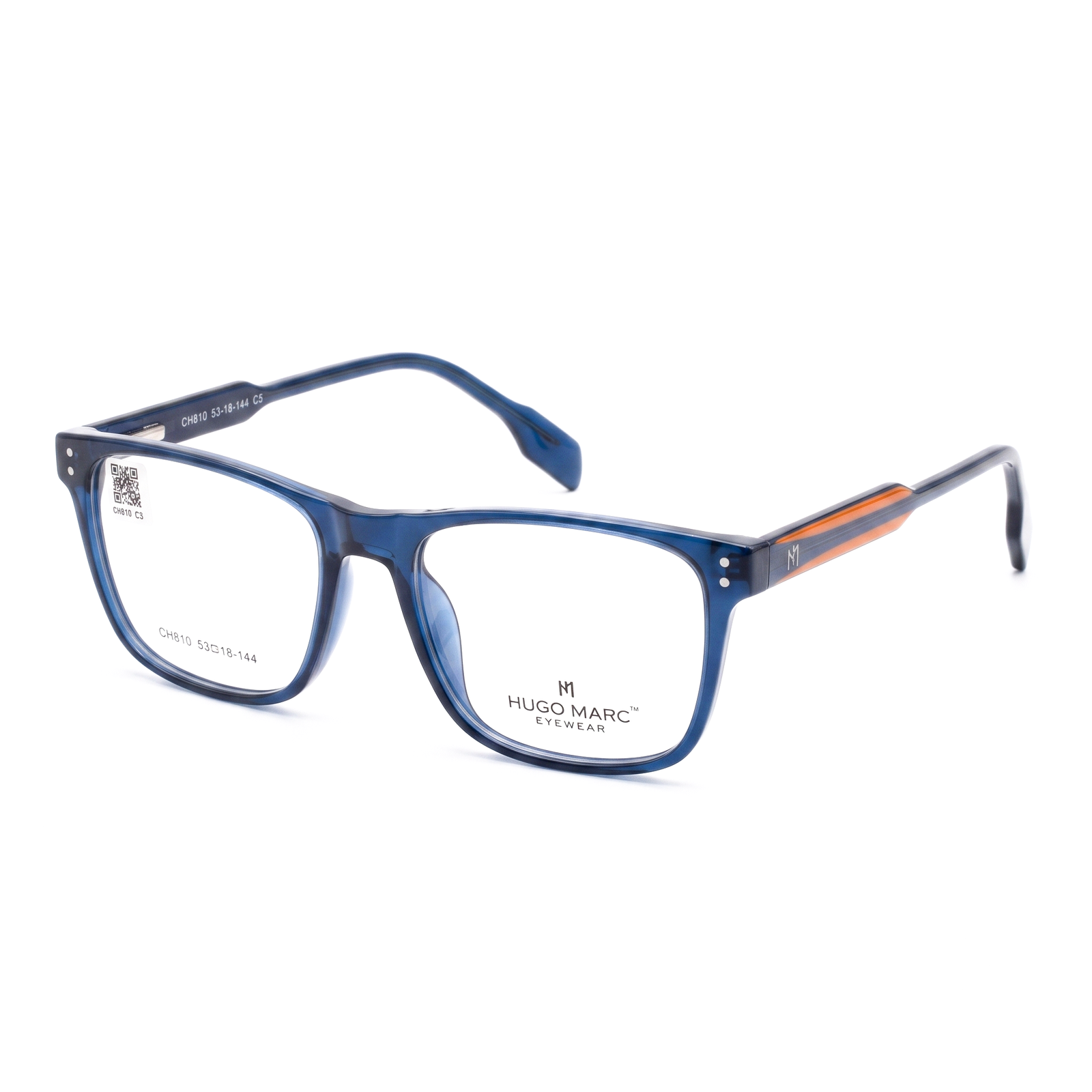 Hugo Marc CH810 Square Acetate Eyeglasses – Men's Full Rim Optical Frame