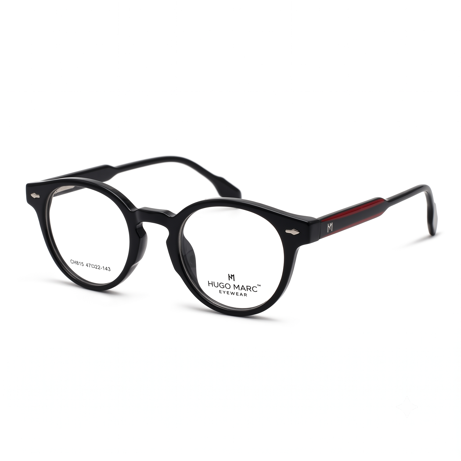 Hugo Marc HM-CH815 Premium Unisex Round Eyeglasses | Lightweight Full-Rim Optical Frame