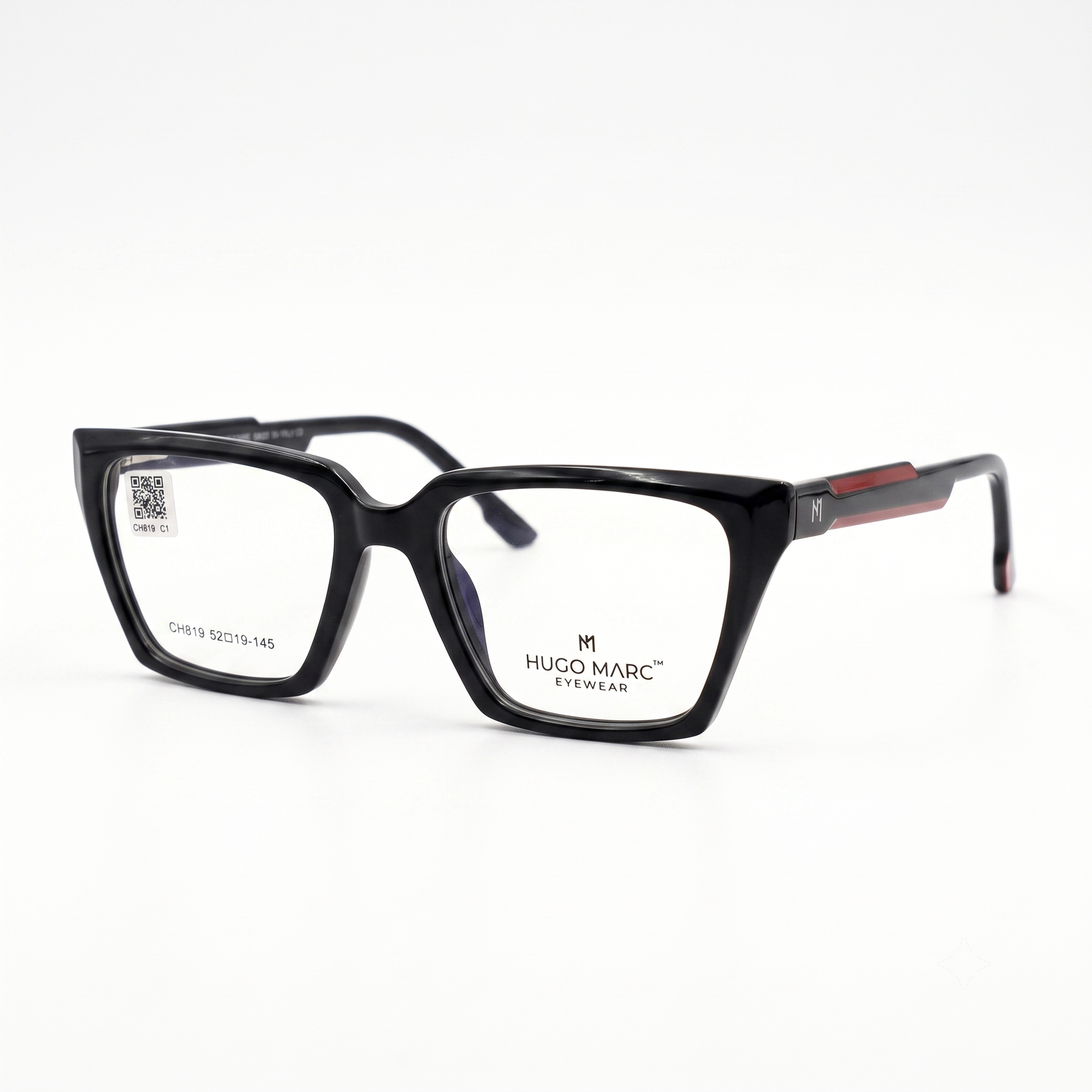 Hugo Marc HM-CH819 Premium Unisex Geometric Square Eyeglasses | Lightweight Full-Rim Optical Frame