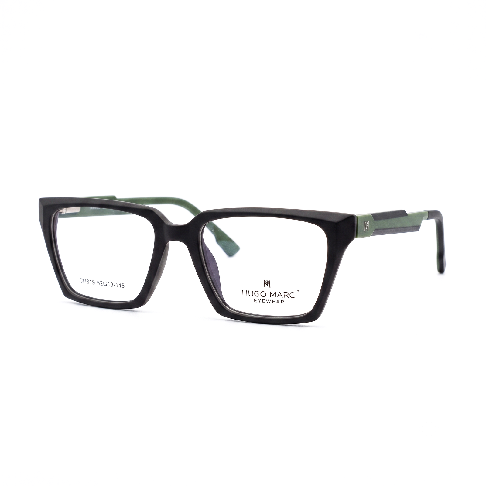 Hugo Marc HM-CH819 Premium Unisex Geometric Square Eyeglasses | Lightweight Full-Rim Optical Frame