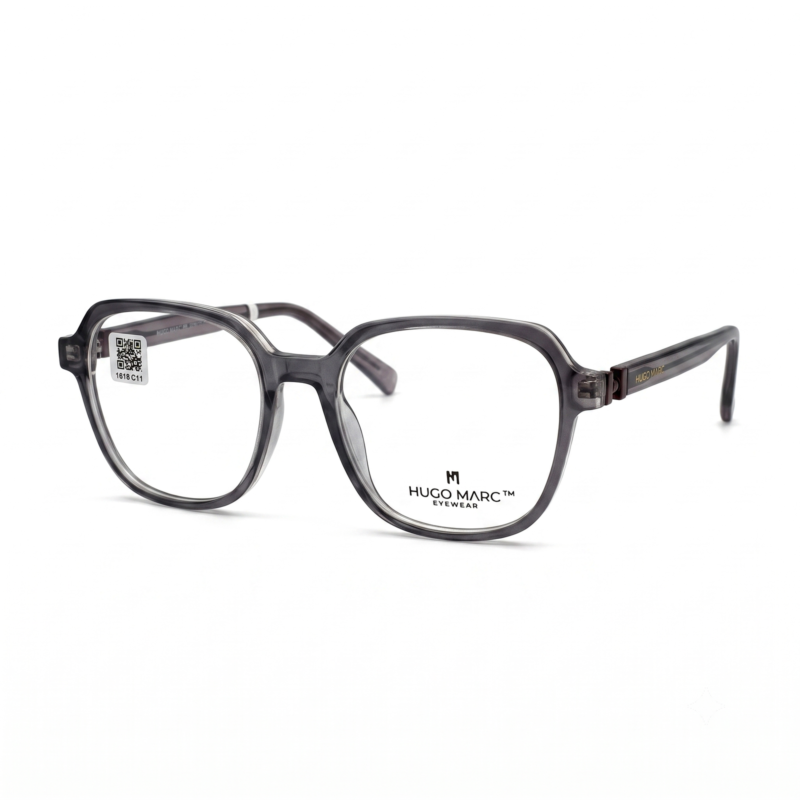 Hugo Marc HM-1618 Premium Geometric Full-Rim Eyeglass Frame for Women