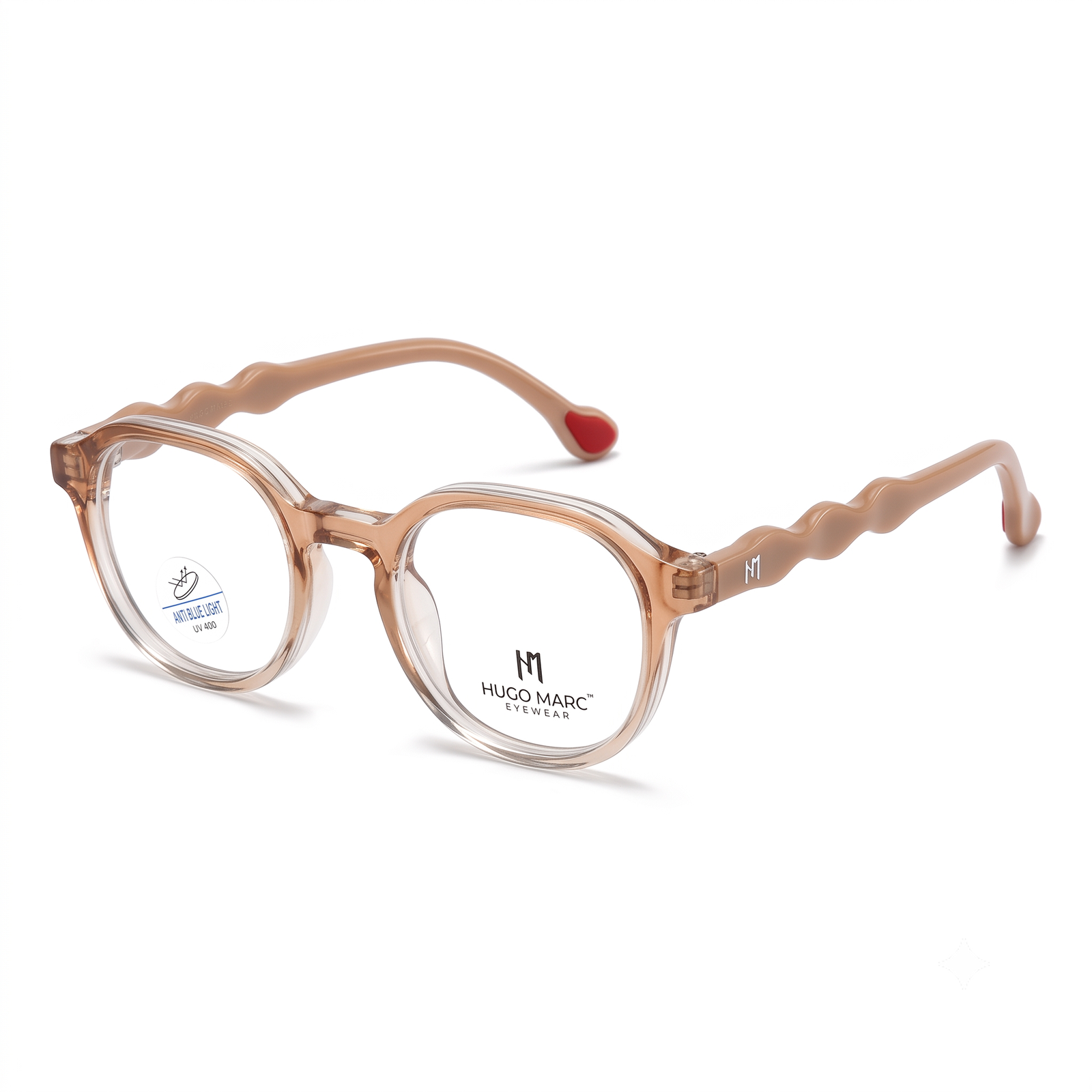 Hugo Marc HM-7118 Premium Round Anti Blue Light Eyeglasses | Lightweight Full-Rim UV400 Optical Frame