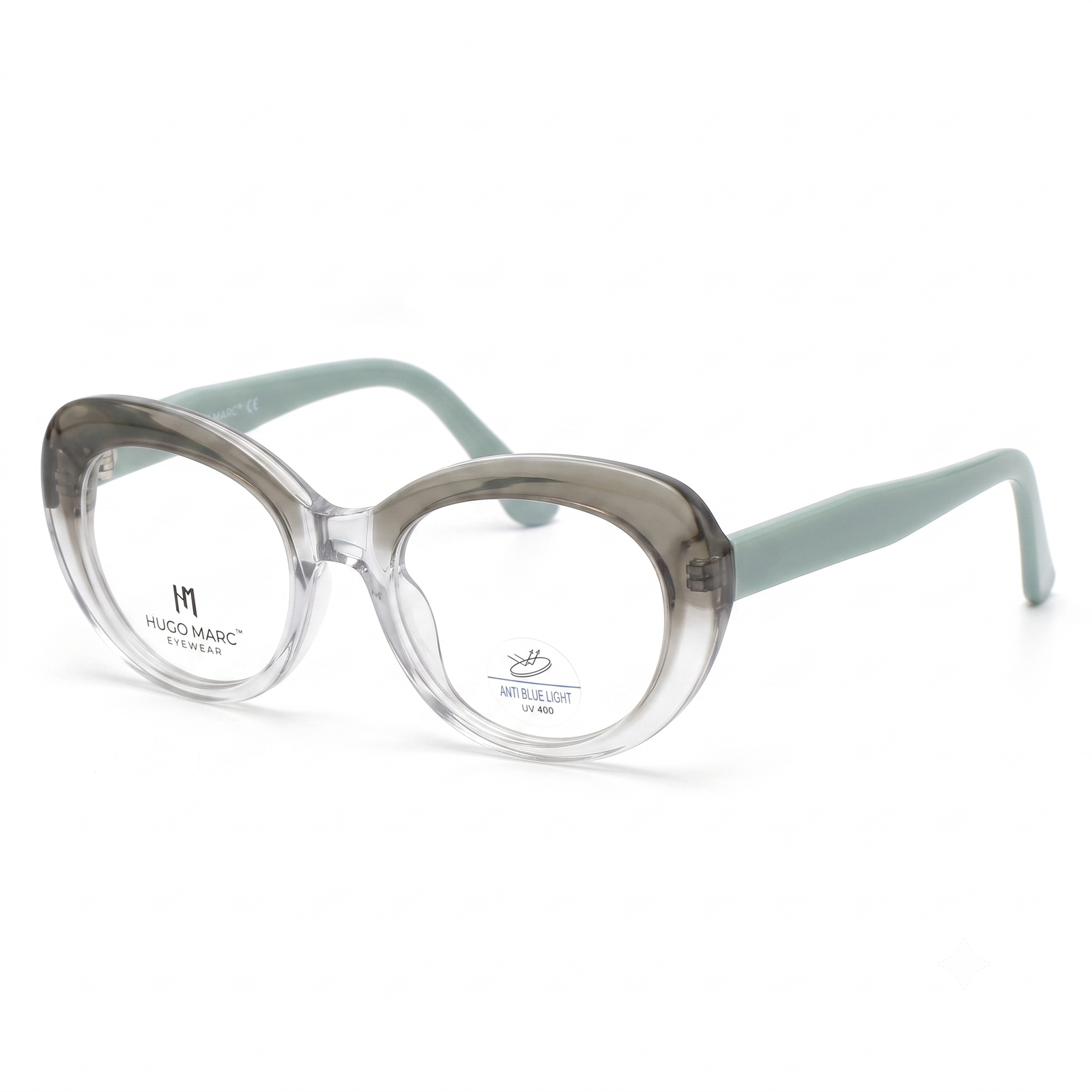Hugo Marc HM-7129 Premium Oversized Oval Anti Blue Light Eyeglasses | Lightweight Full-Rim UV400 Optical Frame