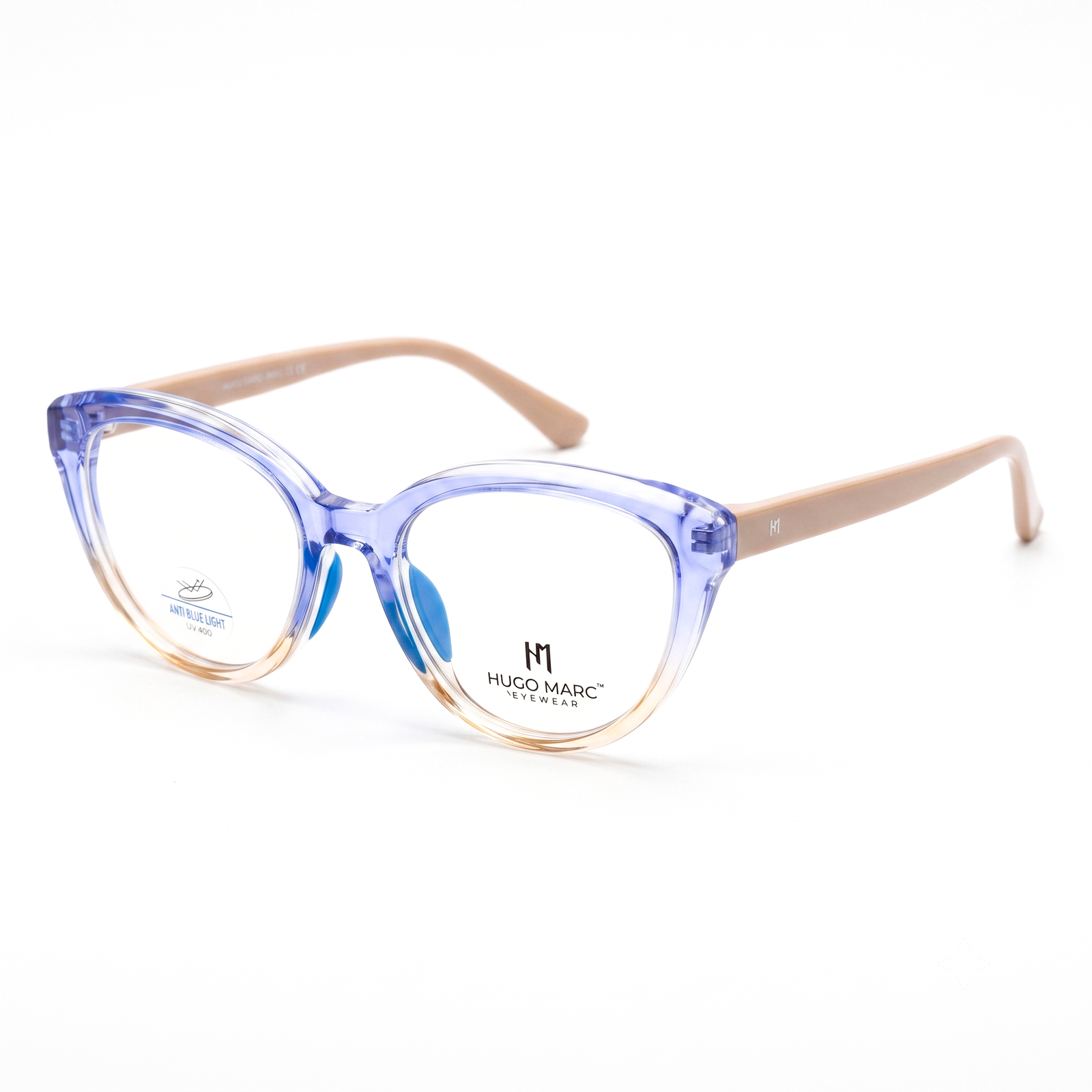 Hugo Marc HM-7154 Premium Cat-Eye Anti Blue Light Eyeglasses | Lightweight Full-Rim UV400 Optical Frame