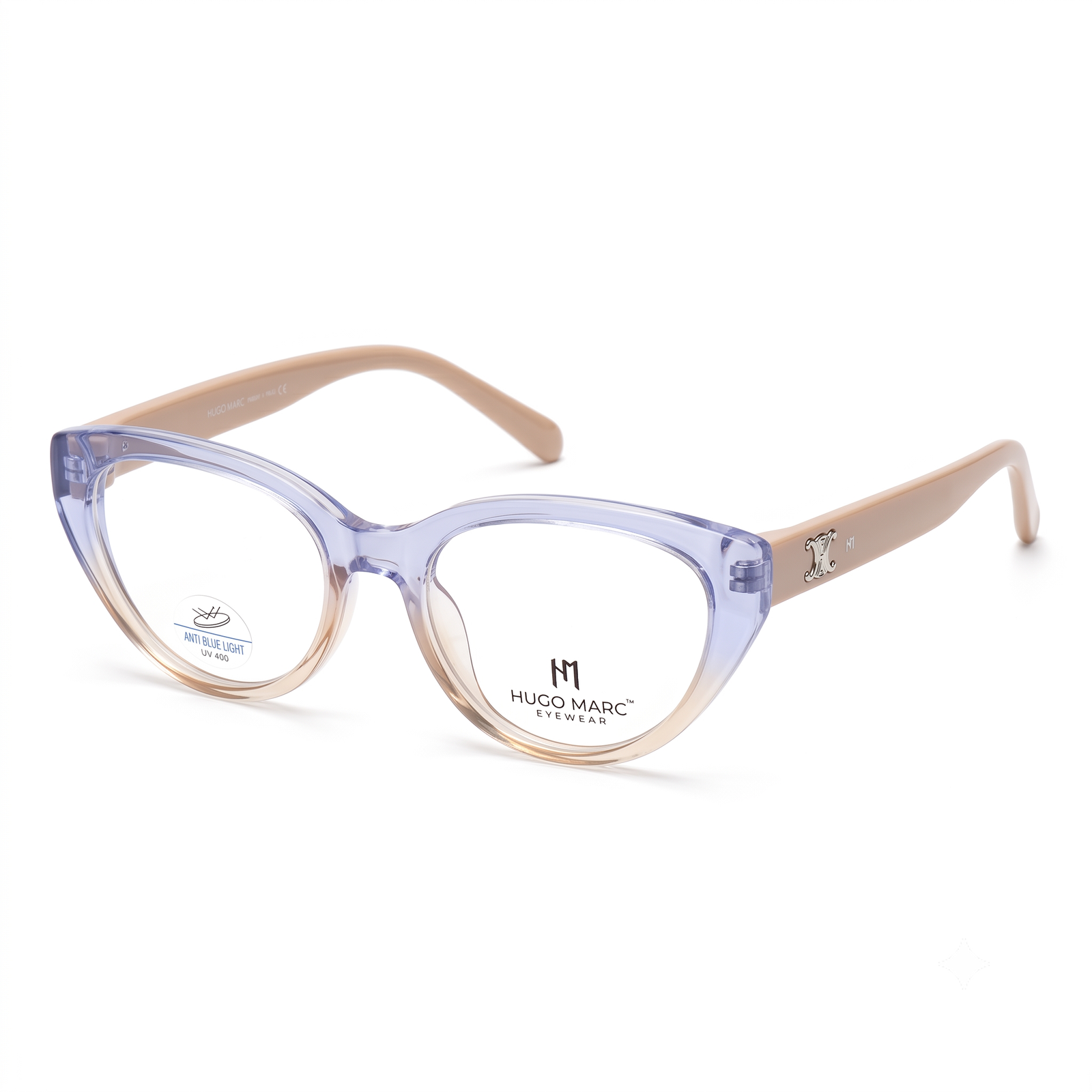 Hugo Marc HM-7200 Premium Cat-Eye Anti Blue Light Eyeglasses | Lightweight Full-Rim UV400 Optical Frame for Women