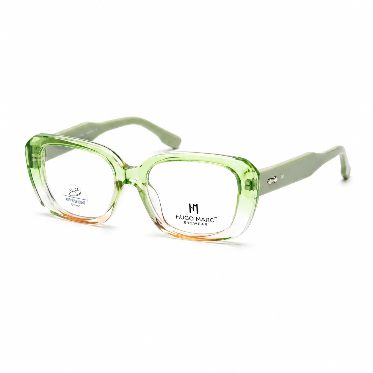 Hugo Marc HM-7215 Premium Square Anti Blue Light Eyeglasses | Lightweight Full-Rim UV400 Optical Frame for Women