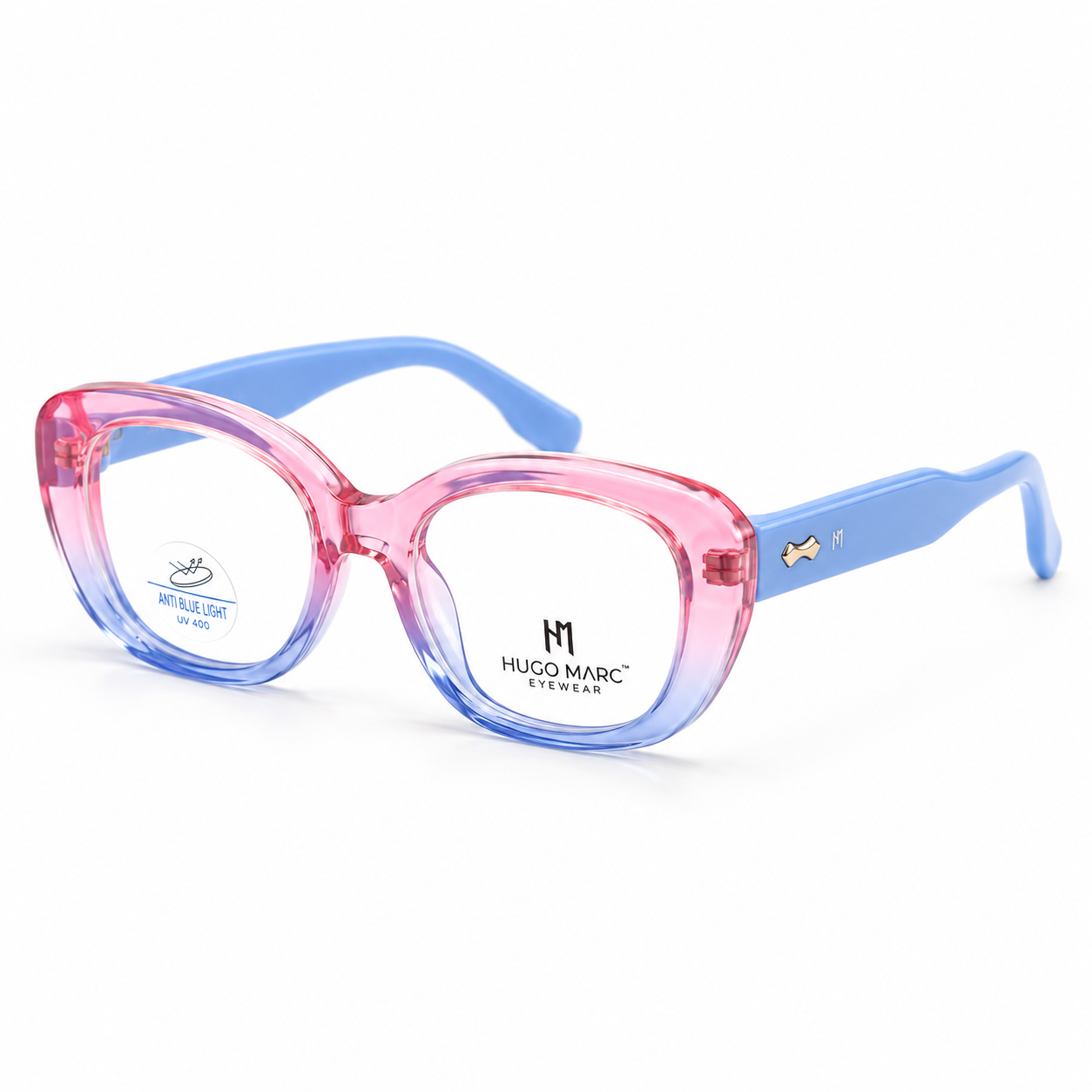 Hugo Marc HM-7129 Women’s Round Eyeglasses | Stylish Oversized Anti Blue Light Frame