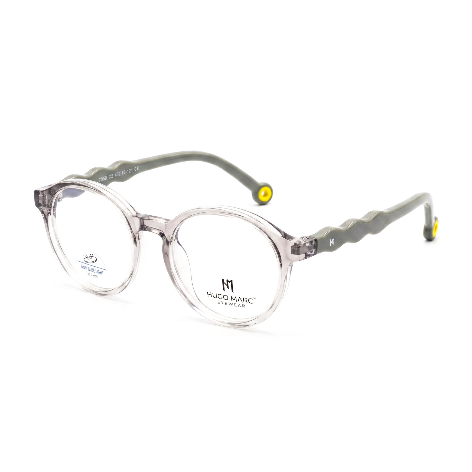 Hugo Marc HM-7059 Kids Round Anti Blue Light Eyeglasses | Stylish Transparent Frame