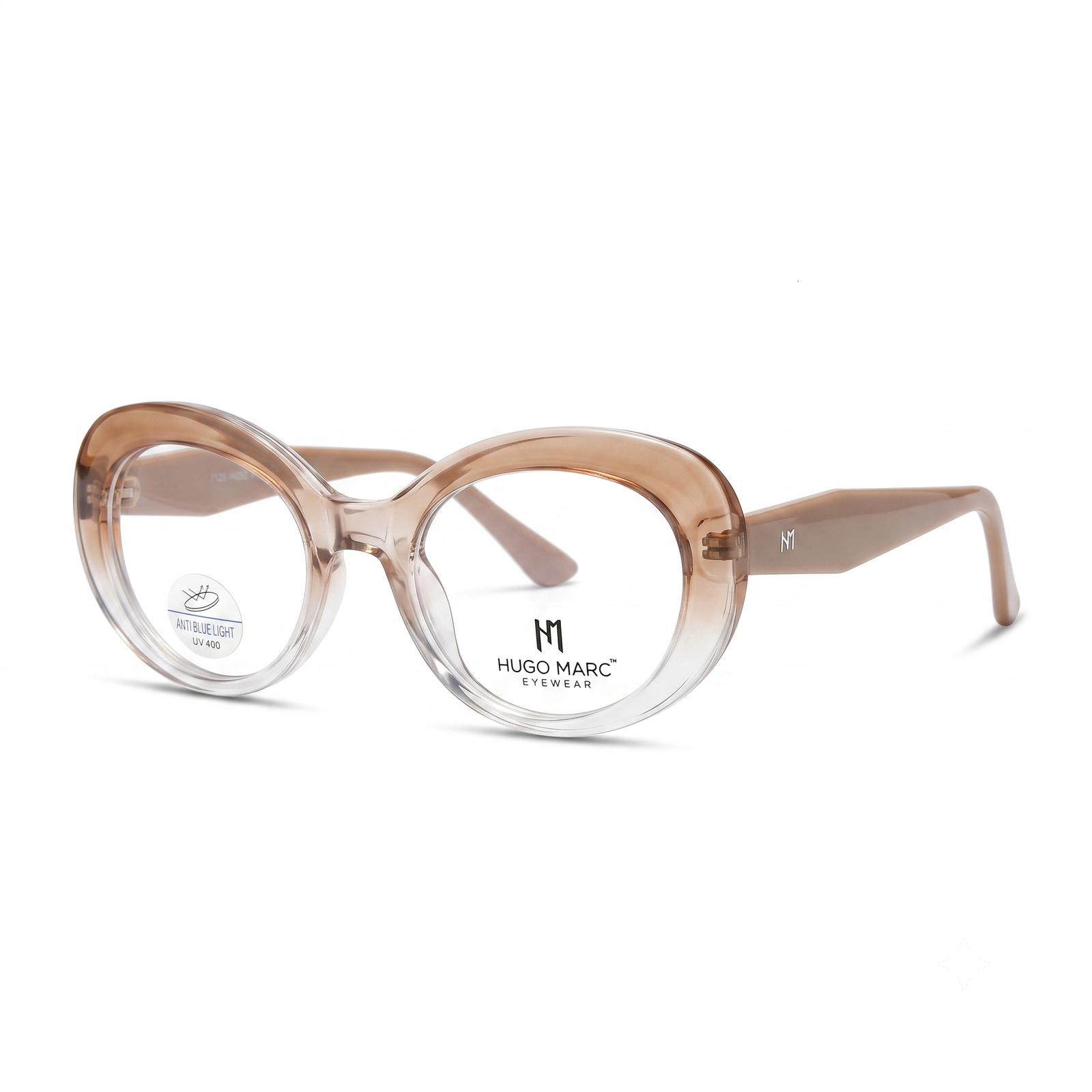 Hugo Marc HM-7129 Women’s Round Eyeglasses | Stylish Oversized Anti Blue Light Frame