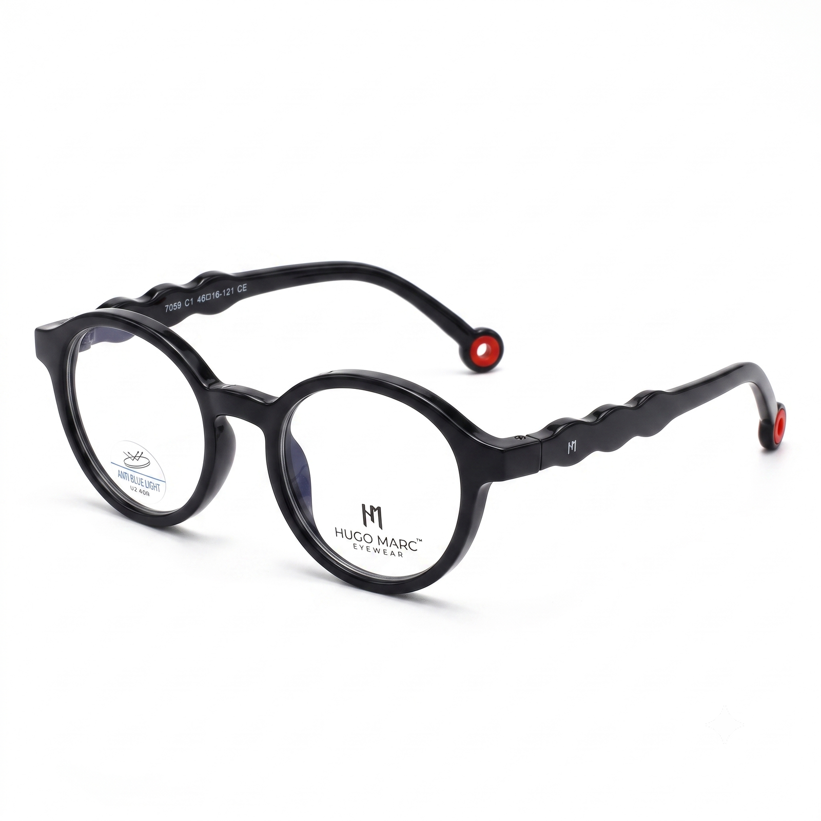 Hugo Marc HM-7059 Kids Round Anti Blue Light Eyeglasses | Stylish Transparent Frame - Image 2