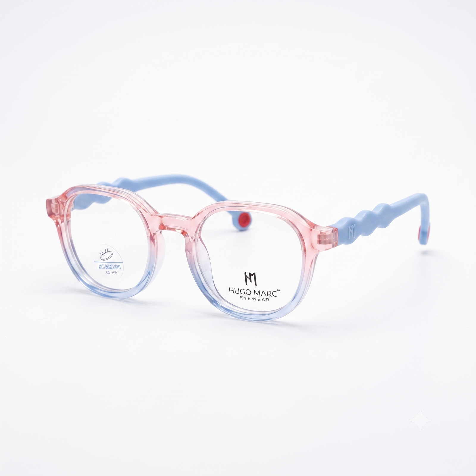Hugo Marc HM-7118 Kids Round Rectangle Eyeglasses | Anti Blue Light UV 400
