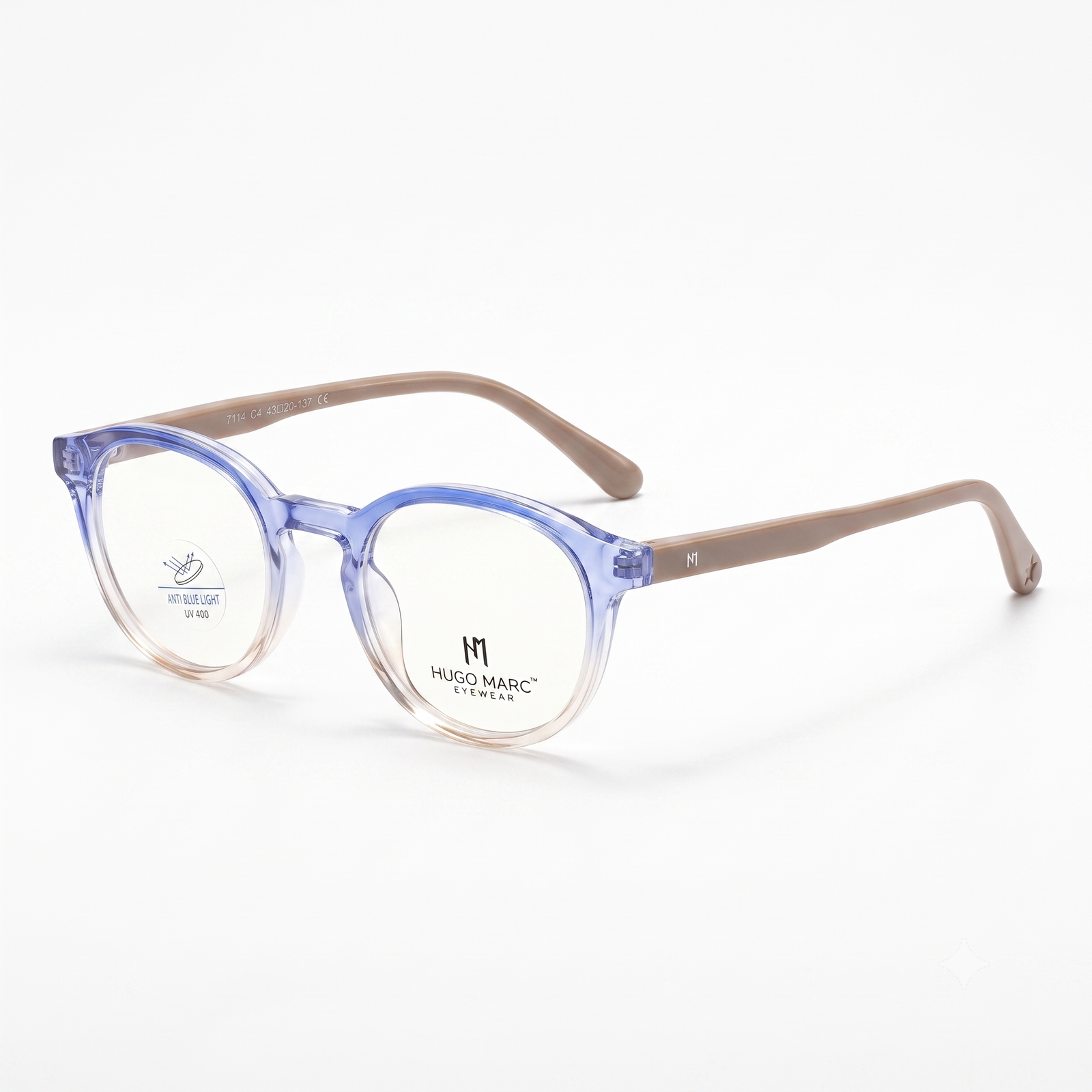 Hugo Marc HM-7114 Kids Round Eyeglasses | Transparent Anti Blue Light Frame