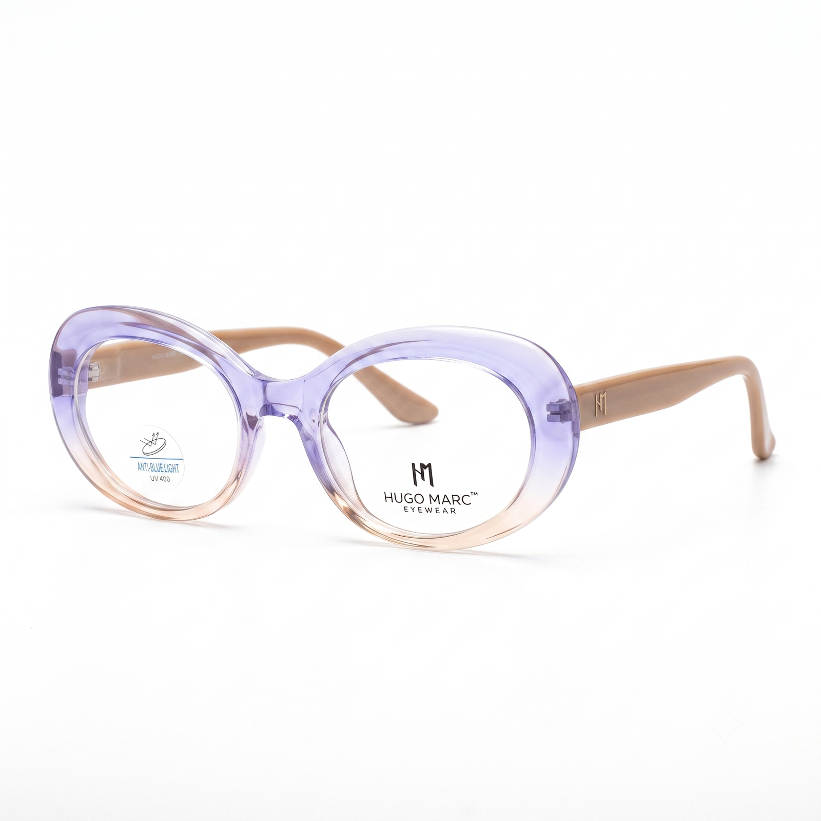 Hugo Marc HM-7129 Women’s Round Eyeglasses | Stylish Oversized Anti Blue Light Frame - Image 3