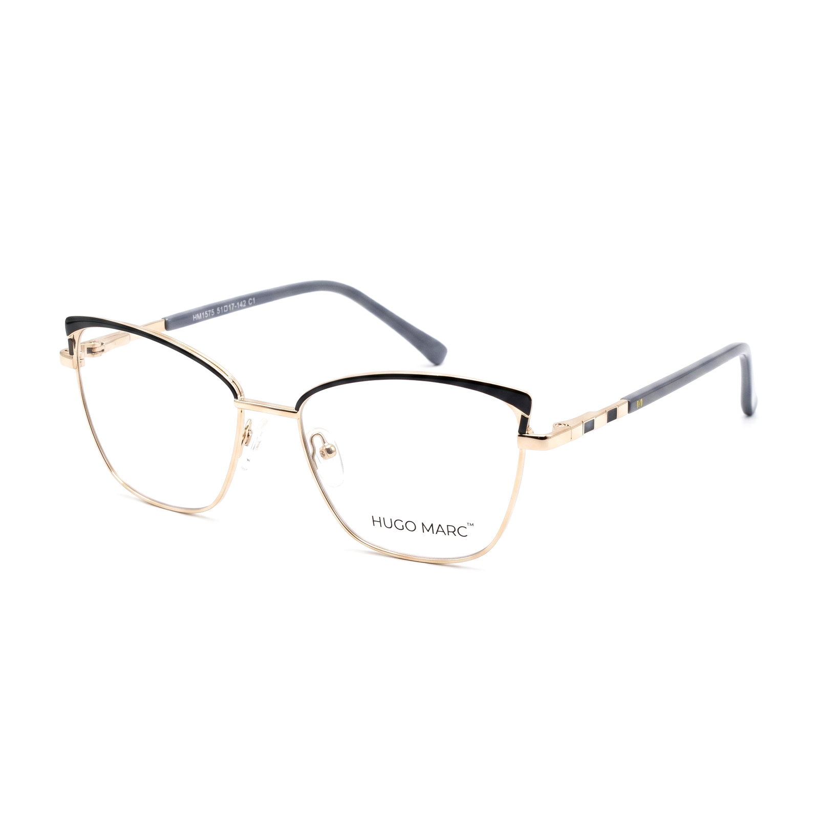 Hugo Marc HM-1575 Women’s Golden Full-Rim Rectangular Fashion Eyeglasses