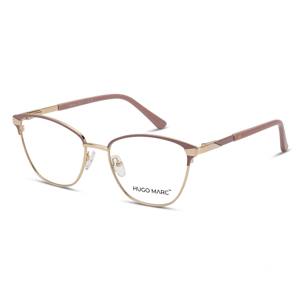 Hugo Marc HM-1576 Women’s Golden Full-Rim Rectangular Fashion Eyeglasses