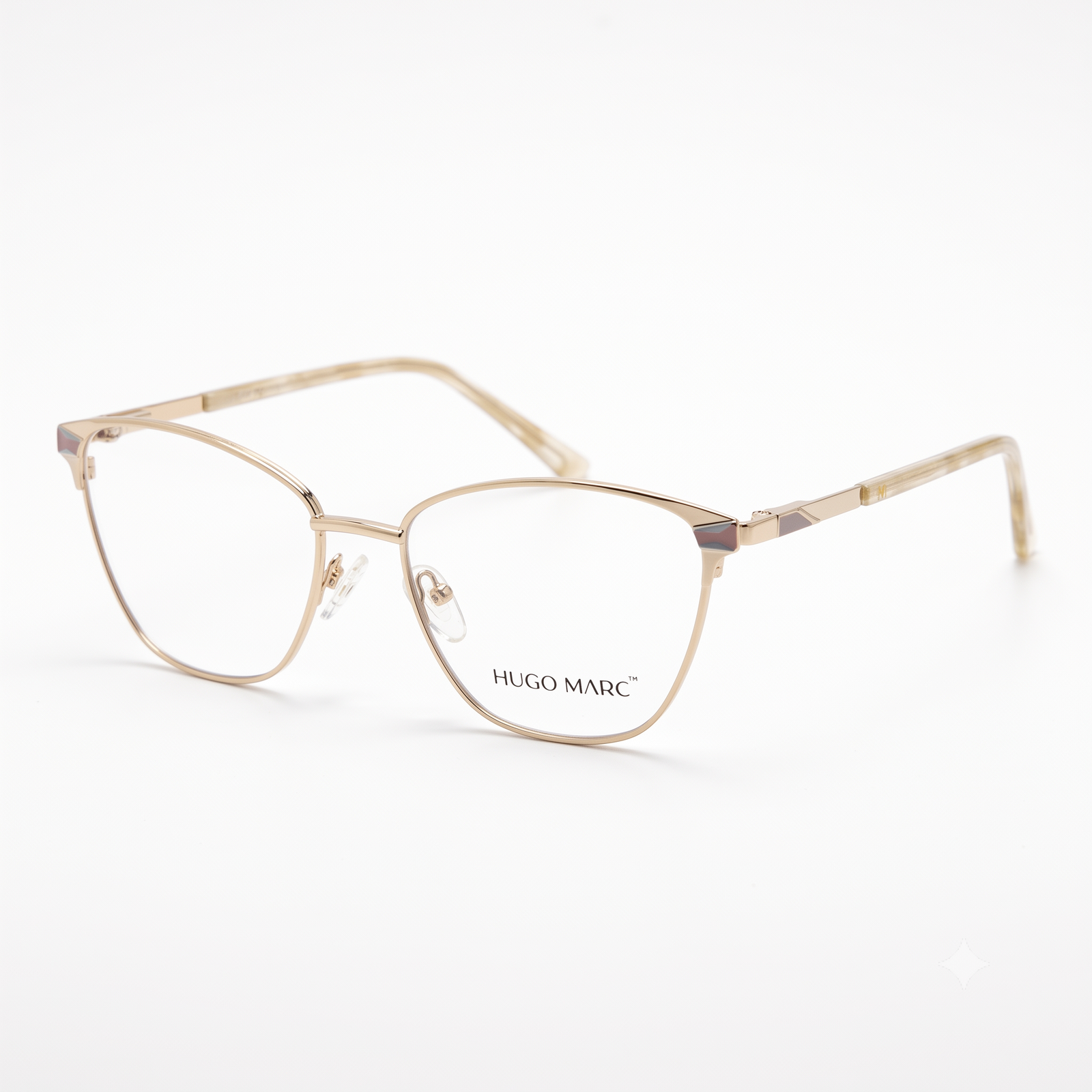 Hugo Marc HM-1576 Women’s Golden Full-Rim Rectangular Fashion Eyeglasses - Image 3