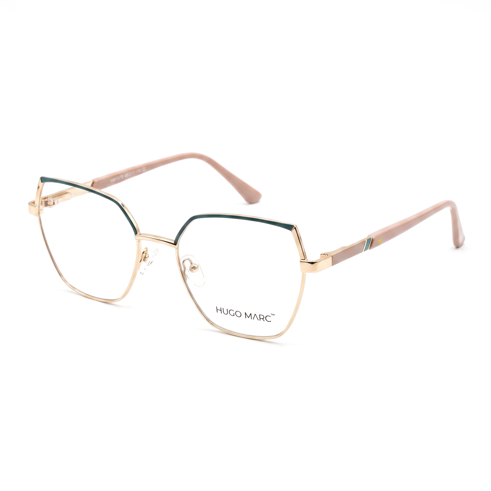 Hugo Marc HM-1578 Women’s Golden Full-Rim Geometric Fashion Eyeglasses