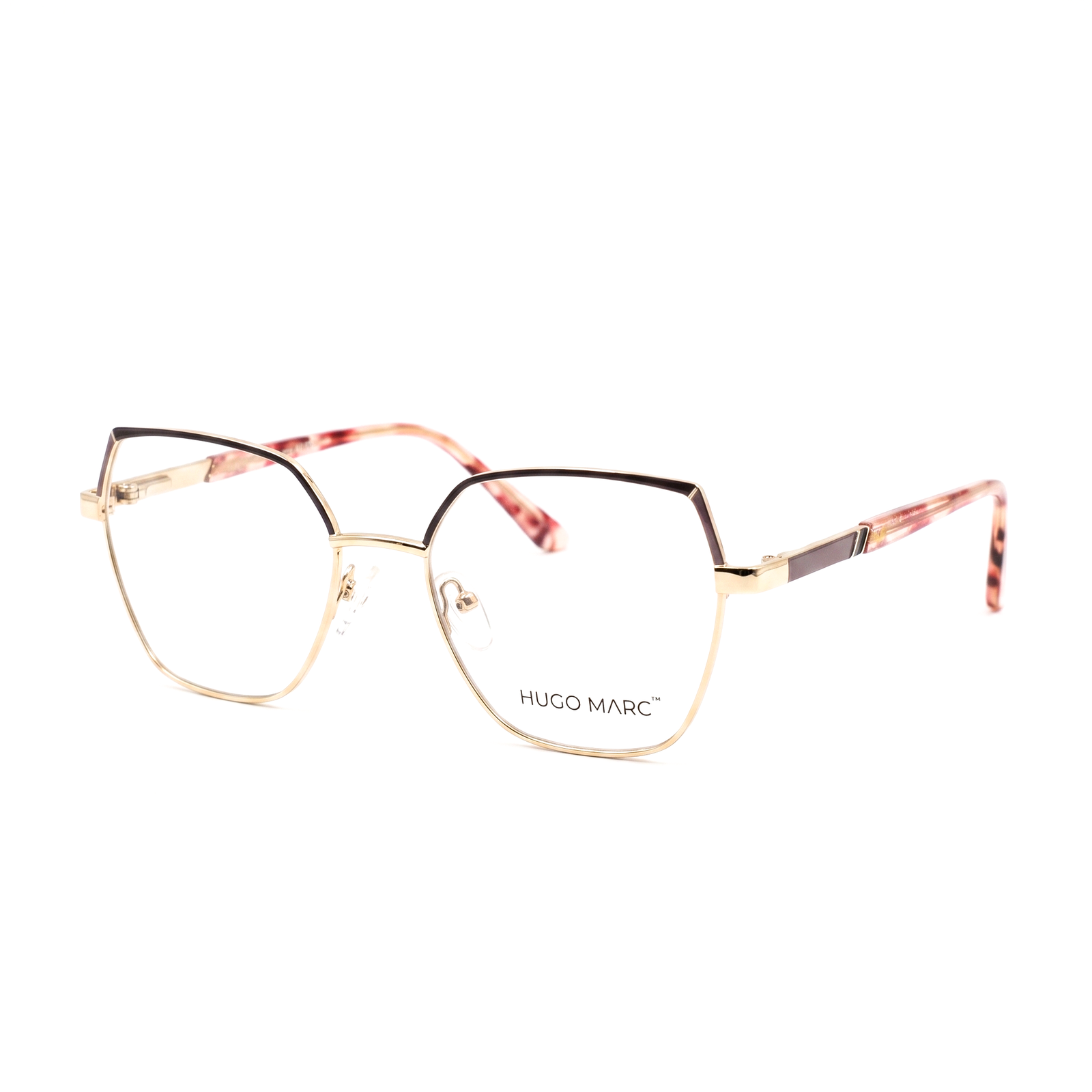 Hugo Marc HM-1578 Women’s Golden Full-Rim Geometric Fashion Eyeglasses