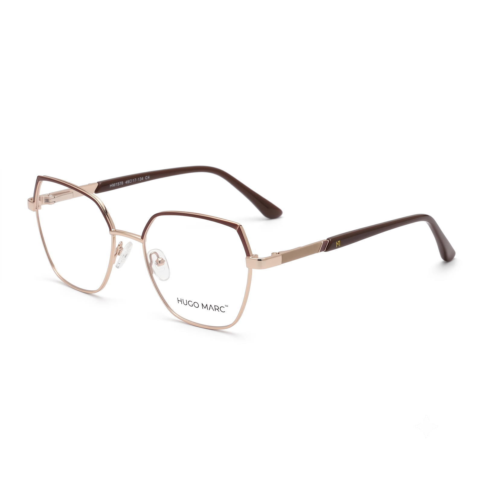 Hugo Marc HM-1578 Women’s Golden Full-Rim Geometric Fashion Eyeglasses