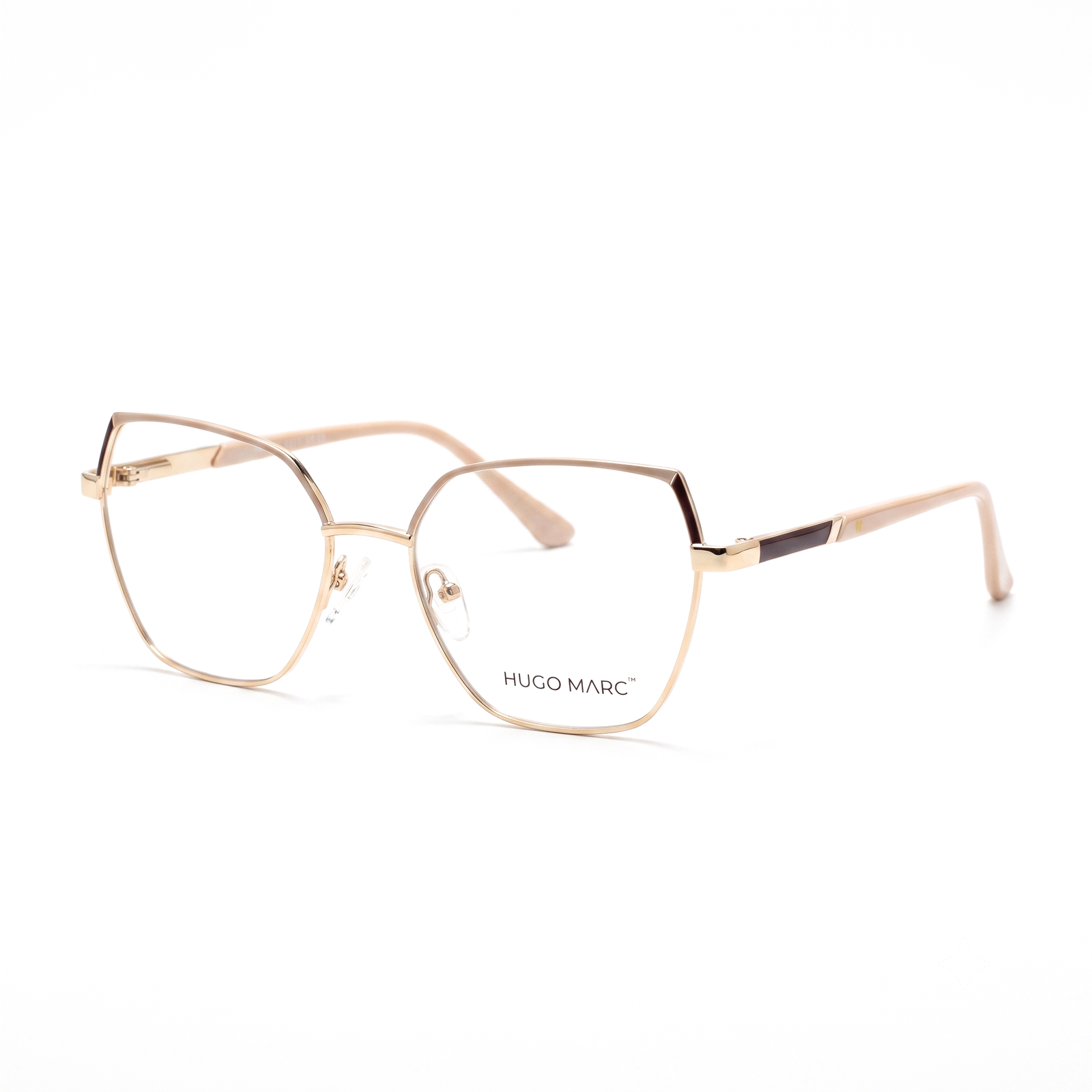 Hugo Marc HM-1578 Women’s Golden Full-Rim Geometric Fashion Eyeglasses