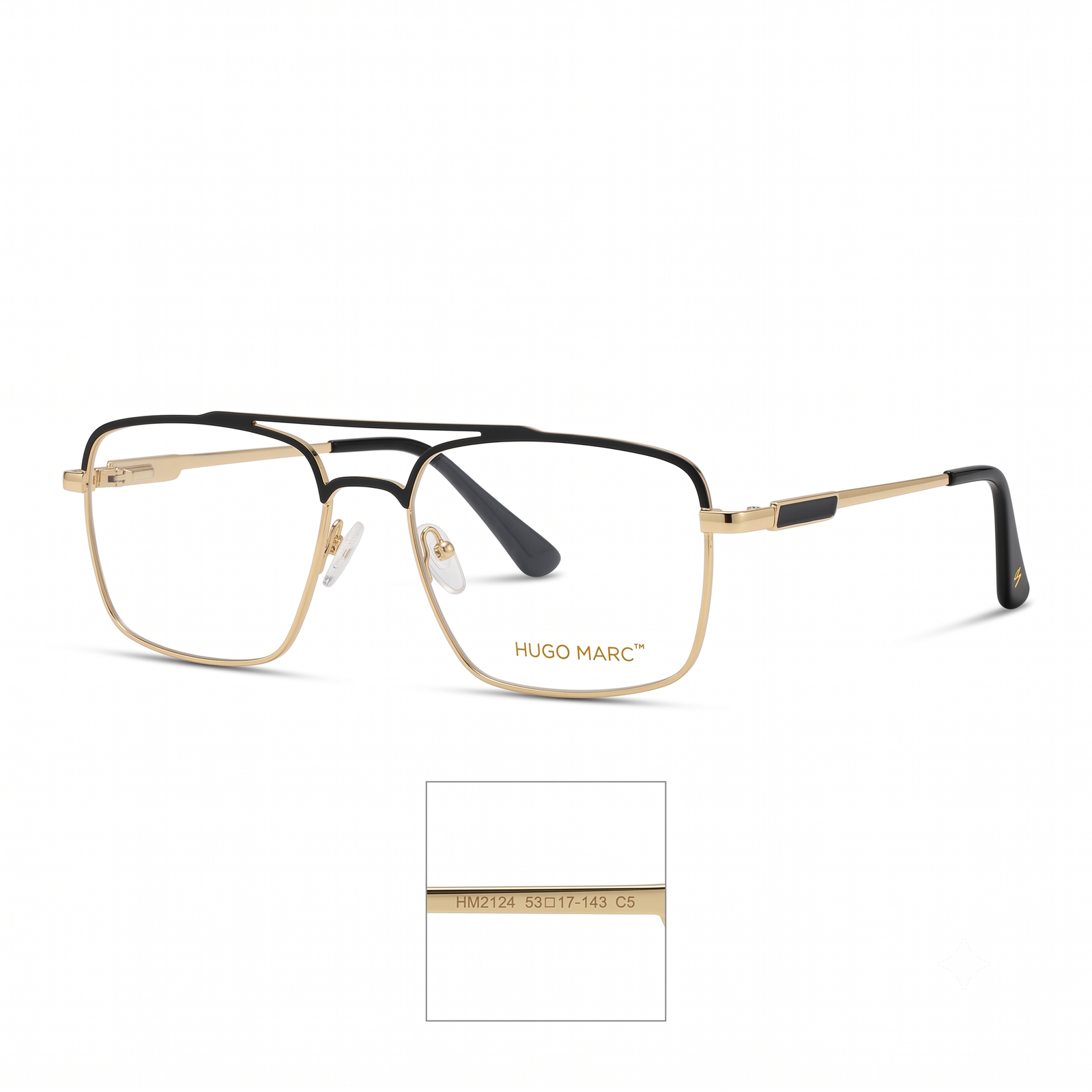 Hugo Marc HM-2124 Men’s Rectangular Full Rim Metal Frame Eyeglasses