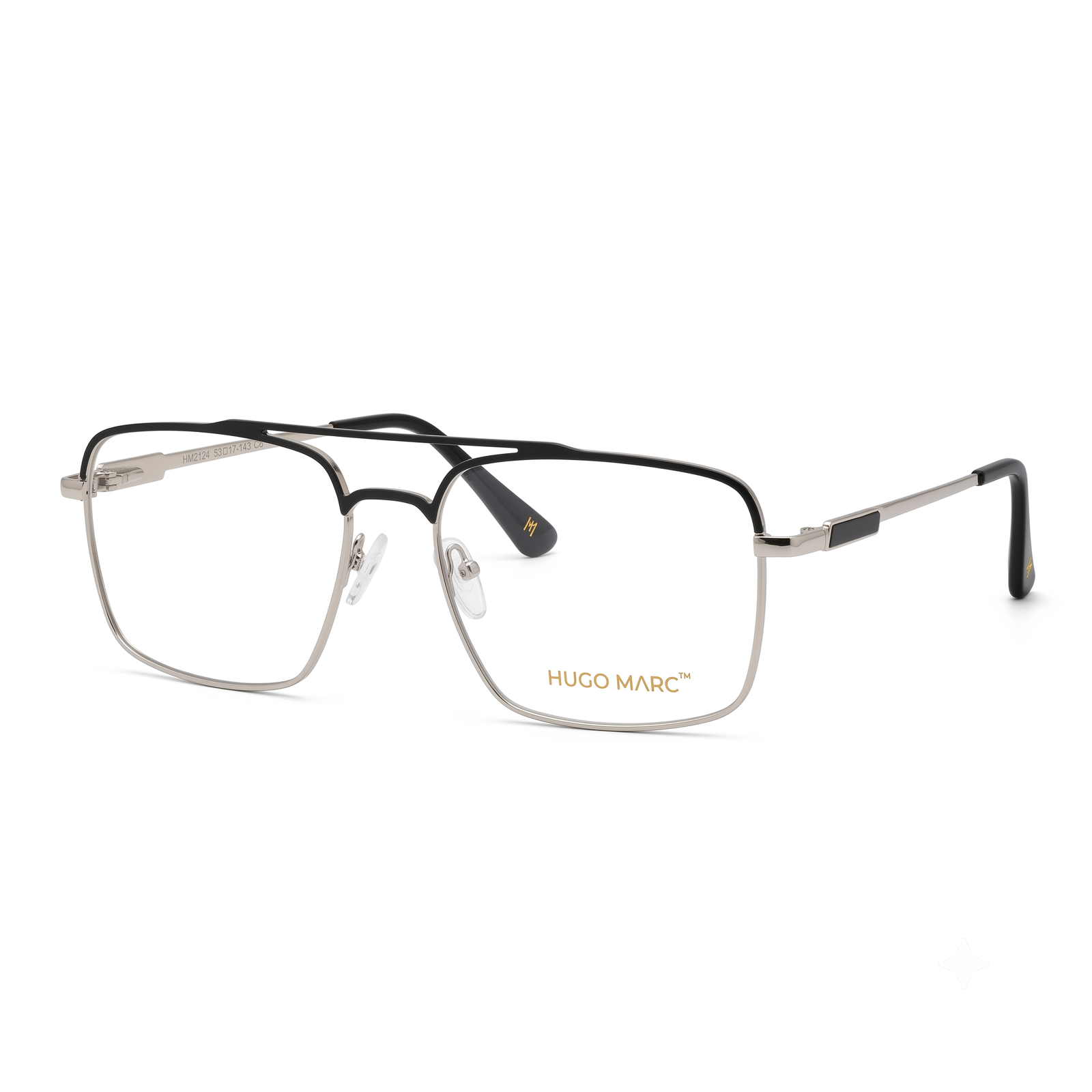 Hugo Marc HM-2124 Men’s Rectangular Full Rim Metal Frame Eyeglasses