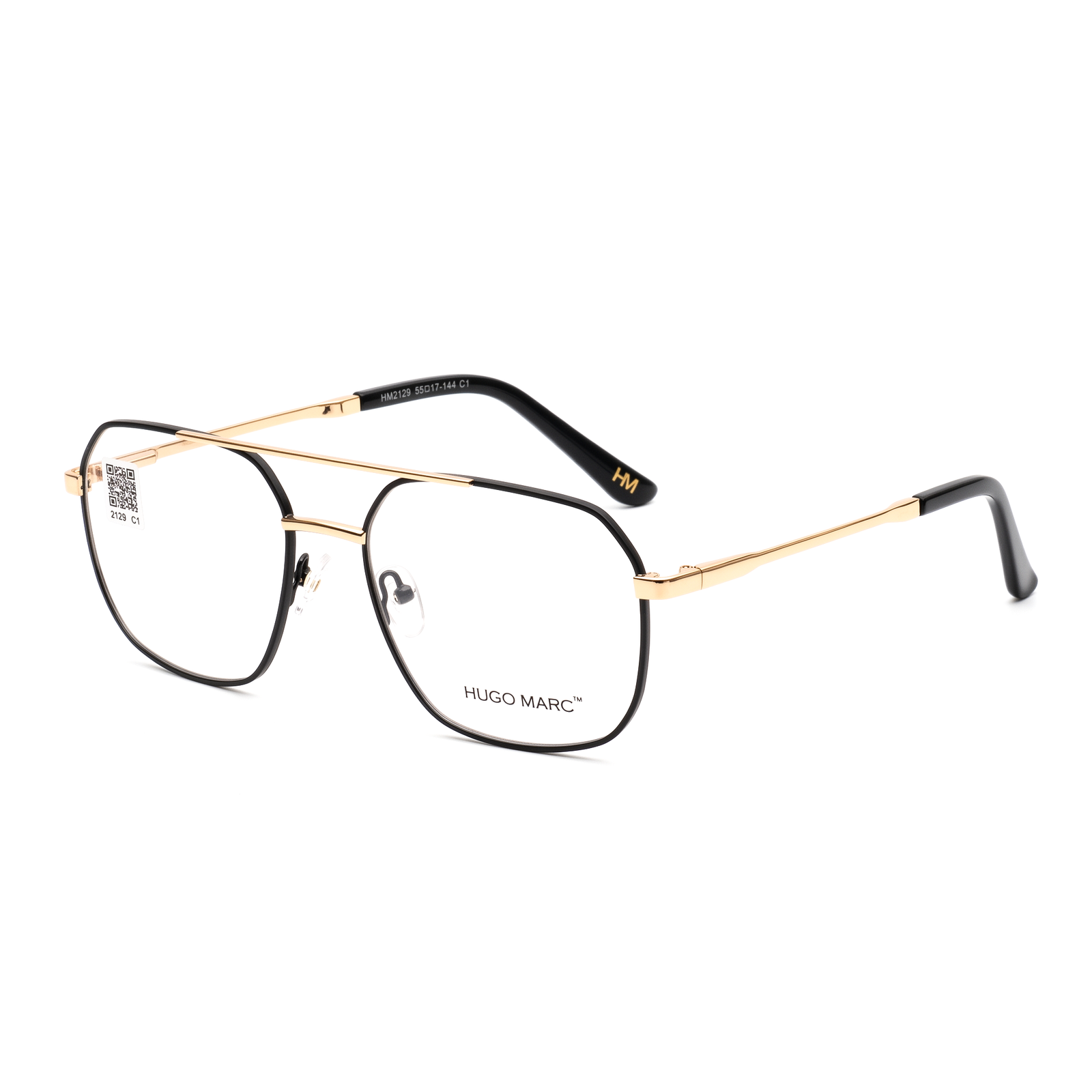 Hugo Marc HM-2129 Men’s Rectangular Full Rim Metal Frame Eyeglasses