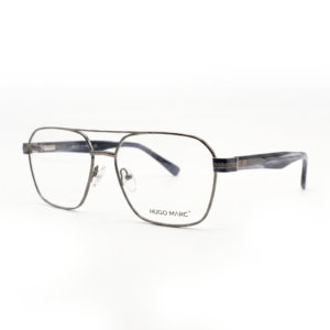 Hugo Marc HM-2151 Men’s Metal Double-Bridge Eyeglasses | Aviator Navigator Frame 56-16-142