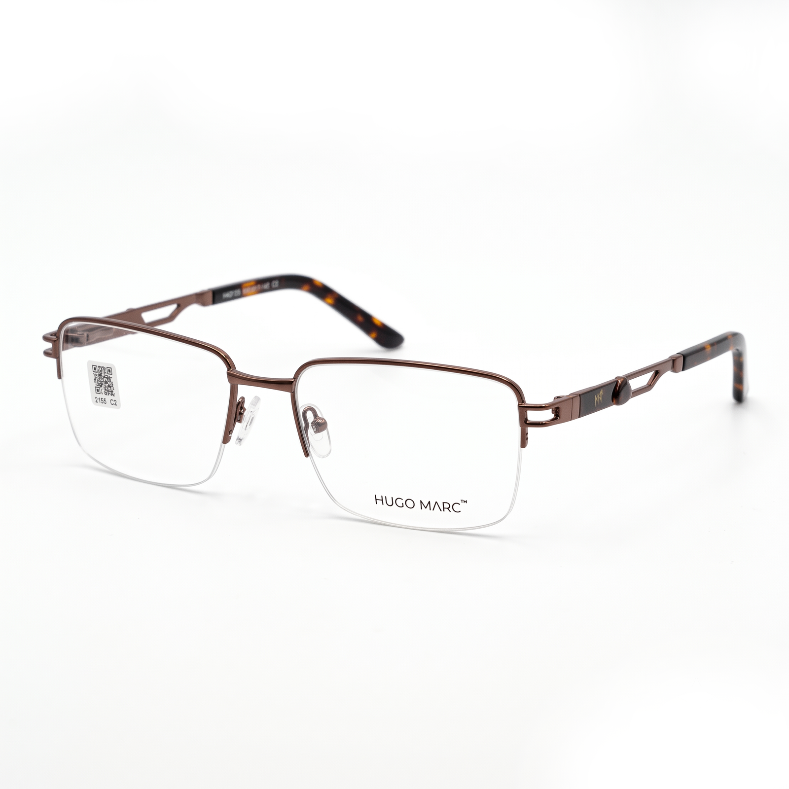 Hugo Marc HM-2155 Men’s Rectangular Semi-Rimless Eyeglass Frame