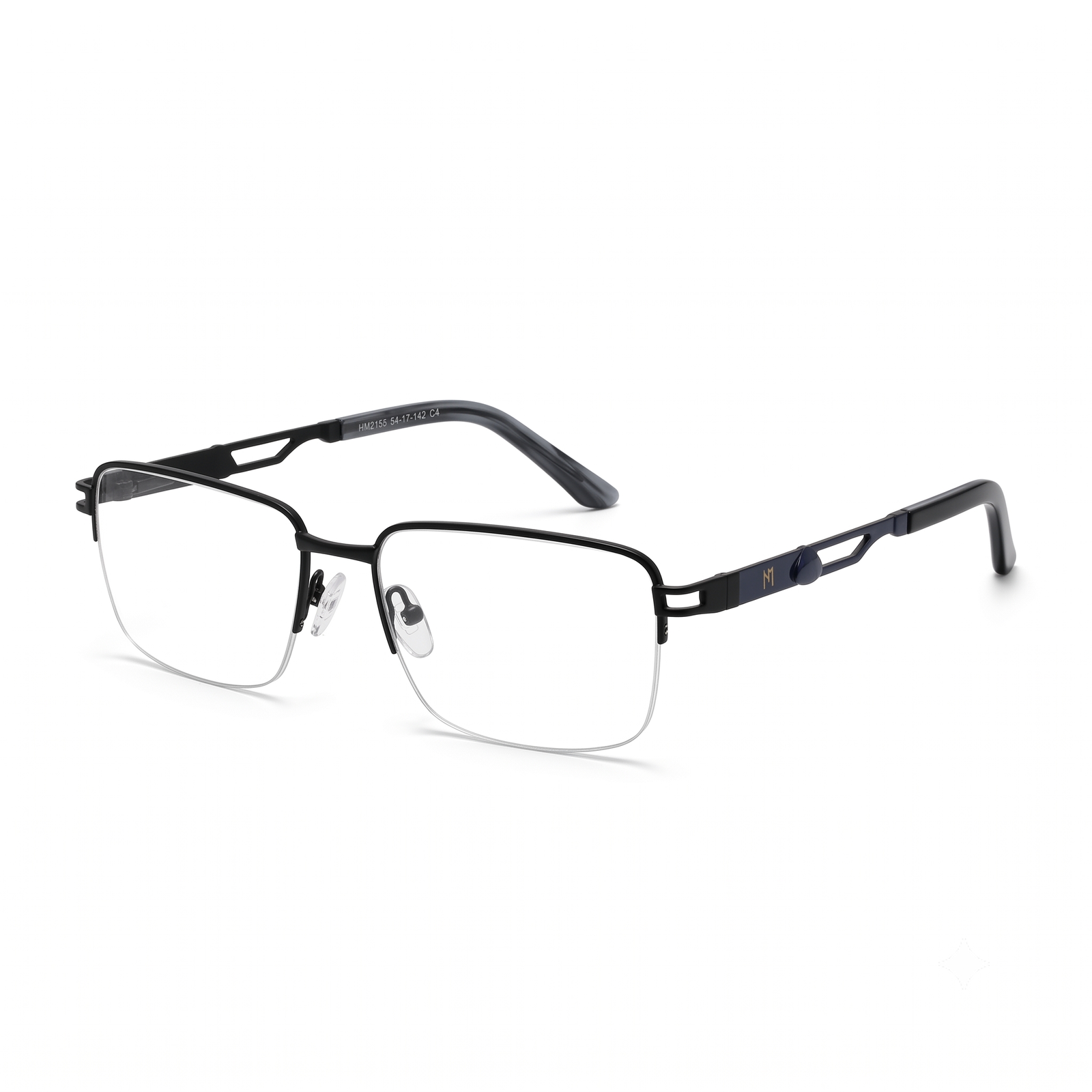 Hugo Marc HM-2155 Men’s Rectangular Semi-Rimless Eyeglass Frame