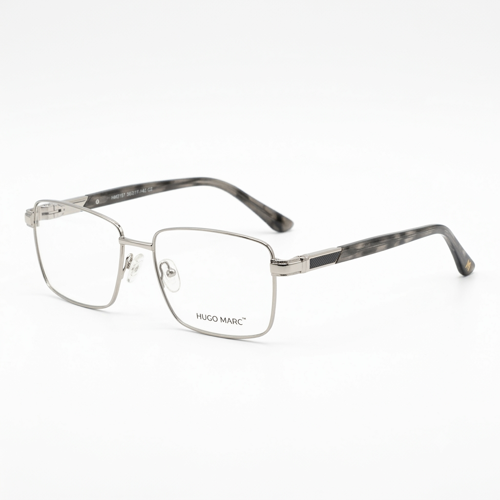 Hugo Marc HM-2157 Men’s Rectangular Metal Optical Frame - Image 2