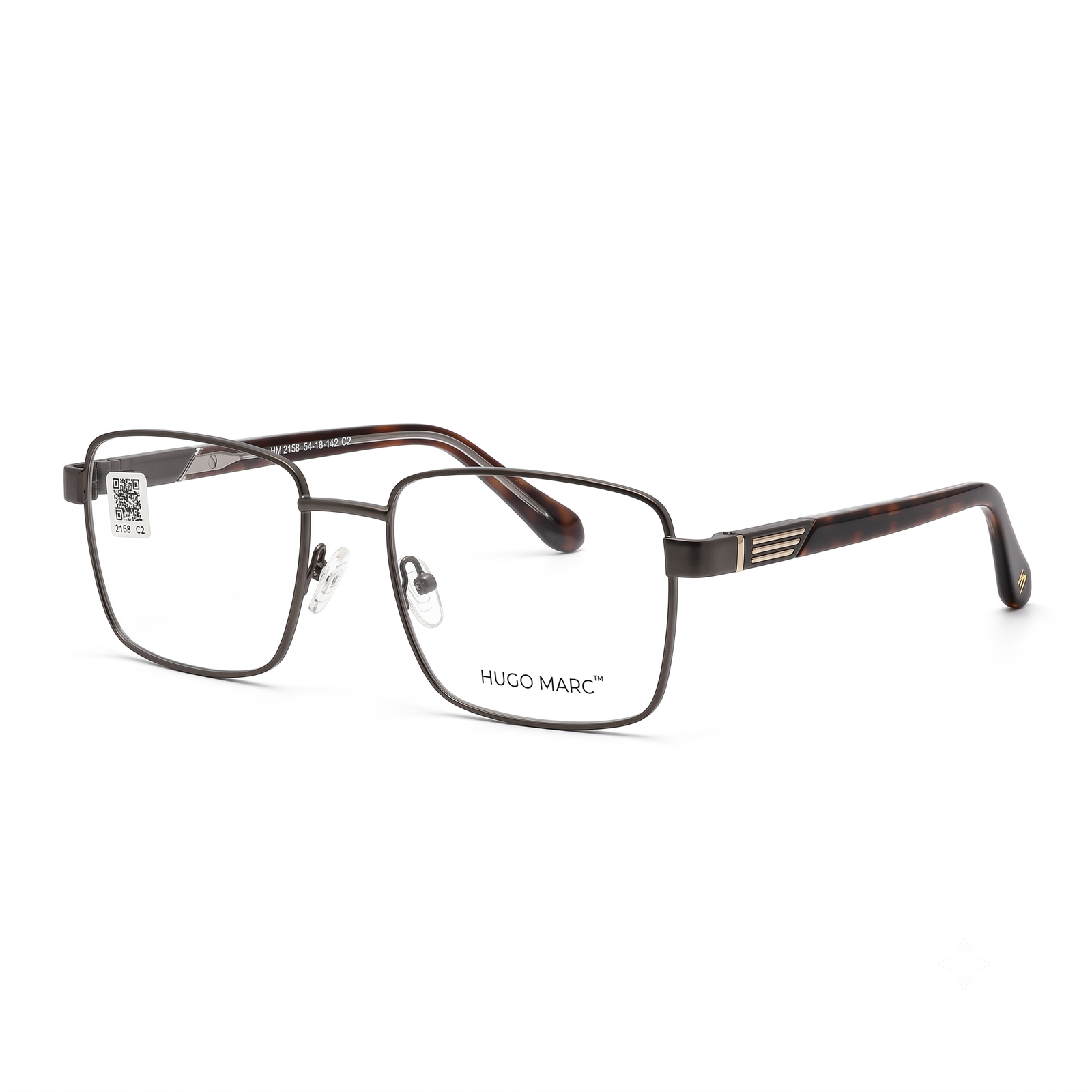 Hugo Marc HM-2158 Men’s Rectangular Full-Rim Metal Optical Frame
