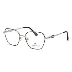Hugo Marc HM-2054 women's geometric metal eyeglasses with decorative temple accents