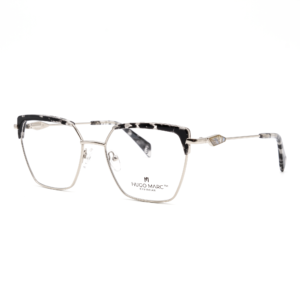 Hugo Marc HM-2051 women's geometric metal eyeglasses with decorative temple detailing