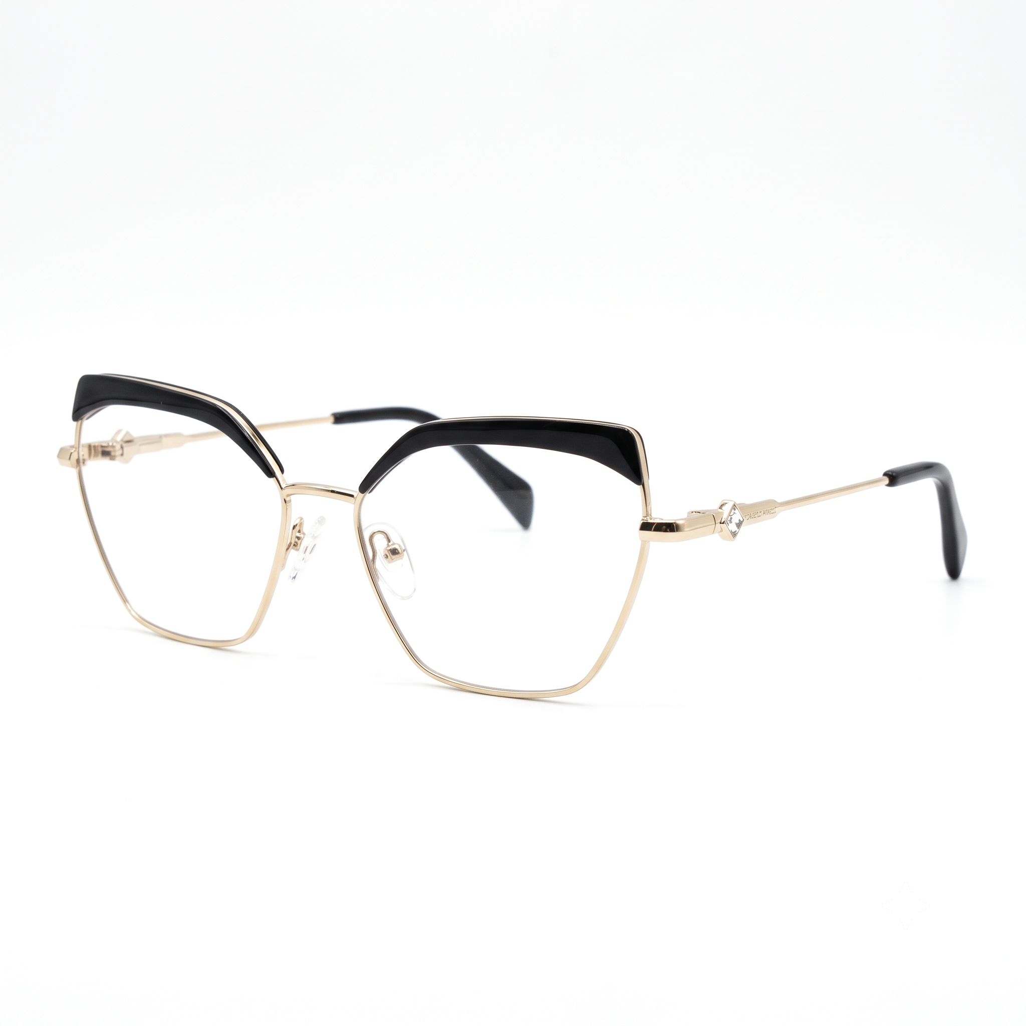 Hugo Marc HM-2180 women's cat-eye metal optical eyeglasses with decorative upper rims