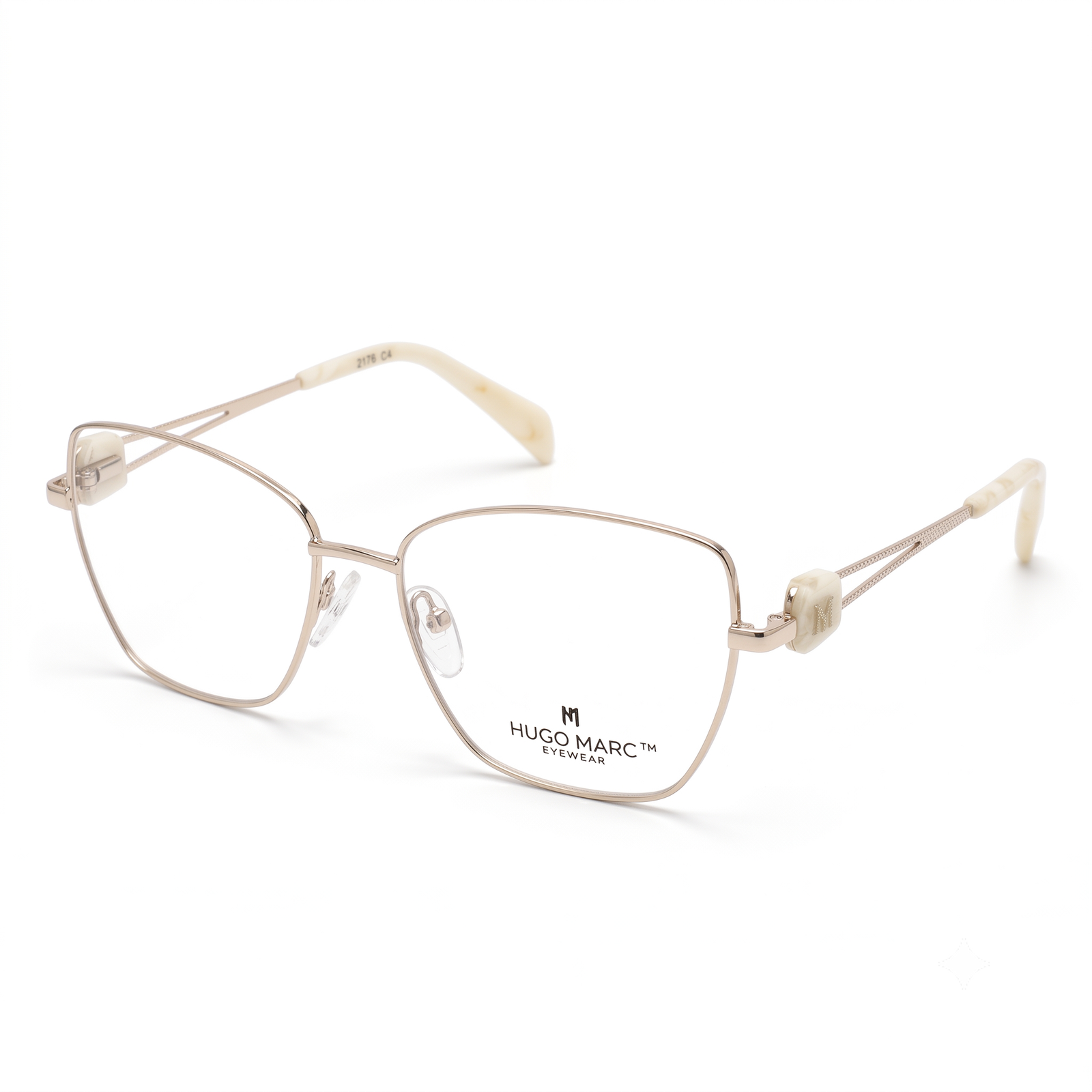 Hugo Marc HM-2176 rounded square metal eyeglasses for women