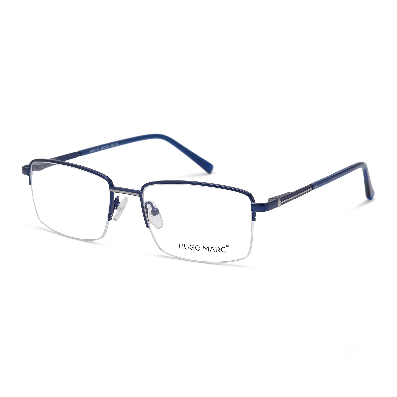 Hugo Marc HM-2119 semi-rimless rectangular metal eyeglasses for men